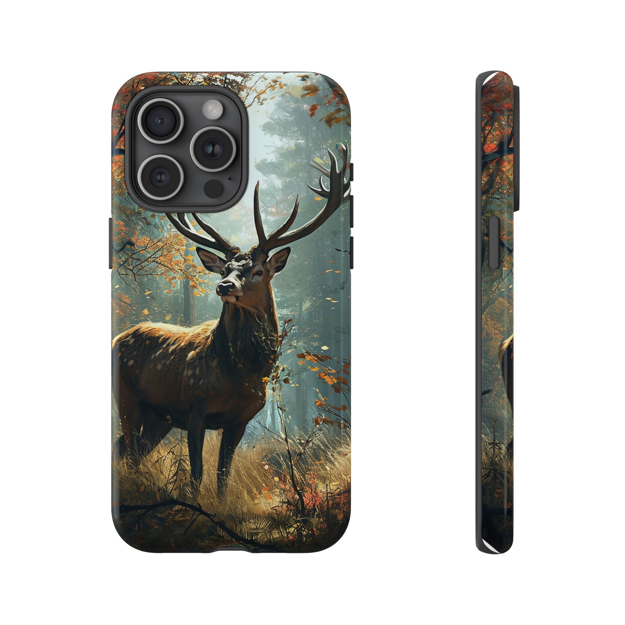 Stag Forest iPhone Case, Nature Lover Phone Cover, Wildlife Art Design, Rustic Gift for Him, Outdoor Enthusiast Accessory