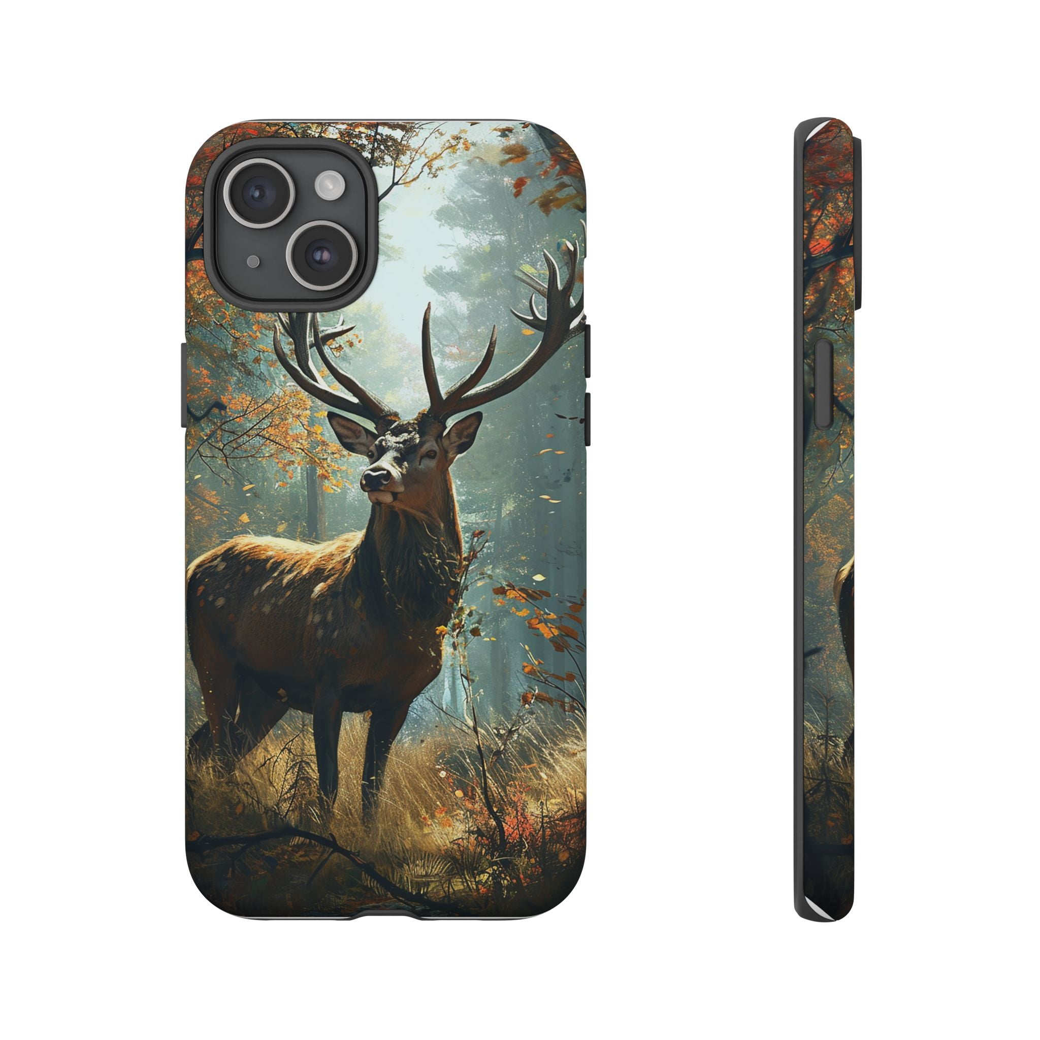 Stag Forest iPhone Case, Nature Lover Phone Cover, Wildlife Art Design, Rustic Gift for Him, Outdoor Enthusiast Accessory