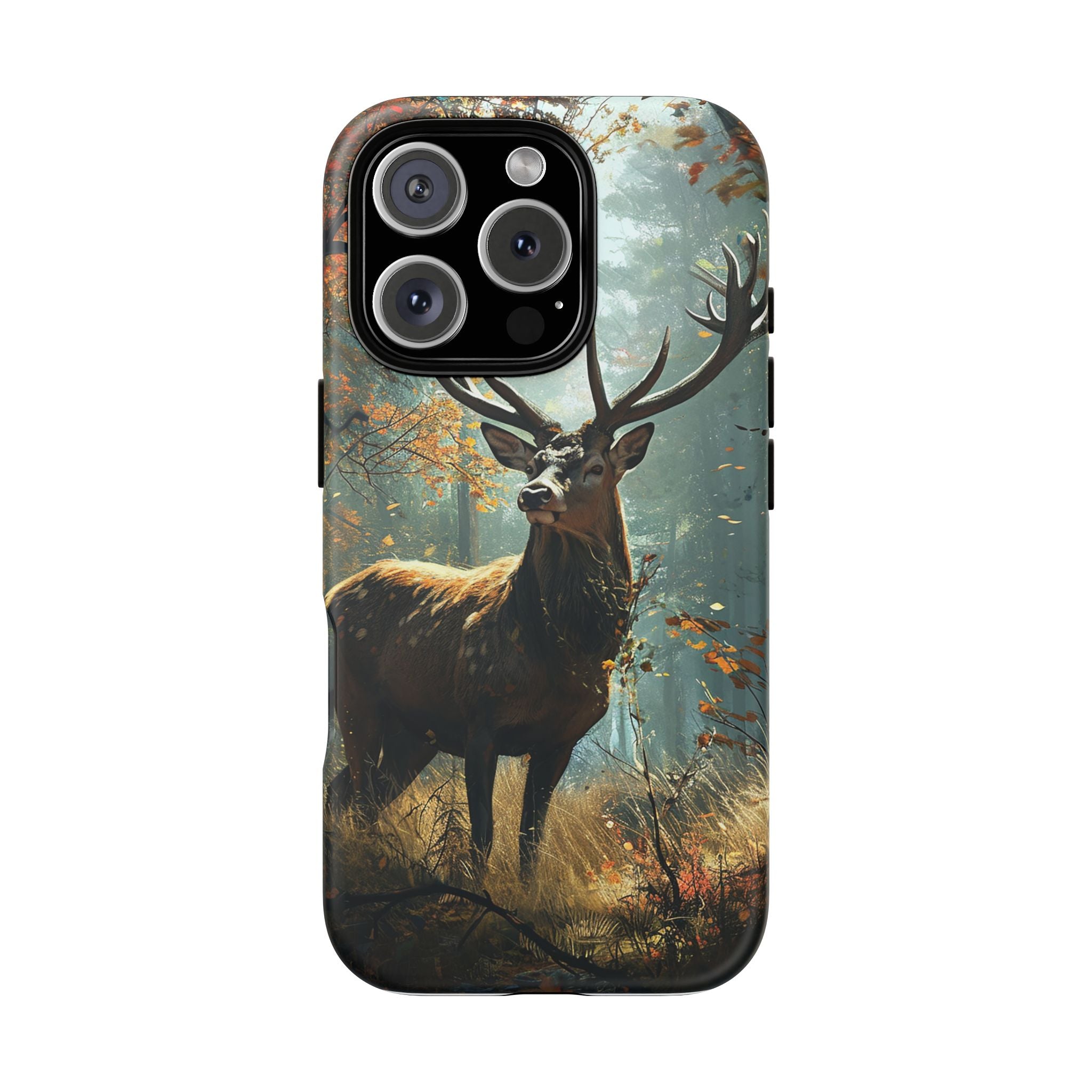 Stag Forest iPhone Case, Nature Lover Phone Cover, Wildlife Art Design, Rustic Gift for Him, Outdoor Enthusiast Accessory