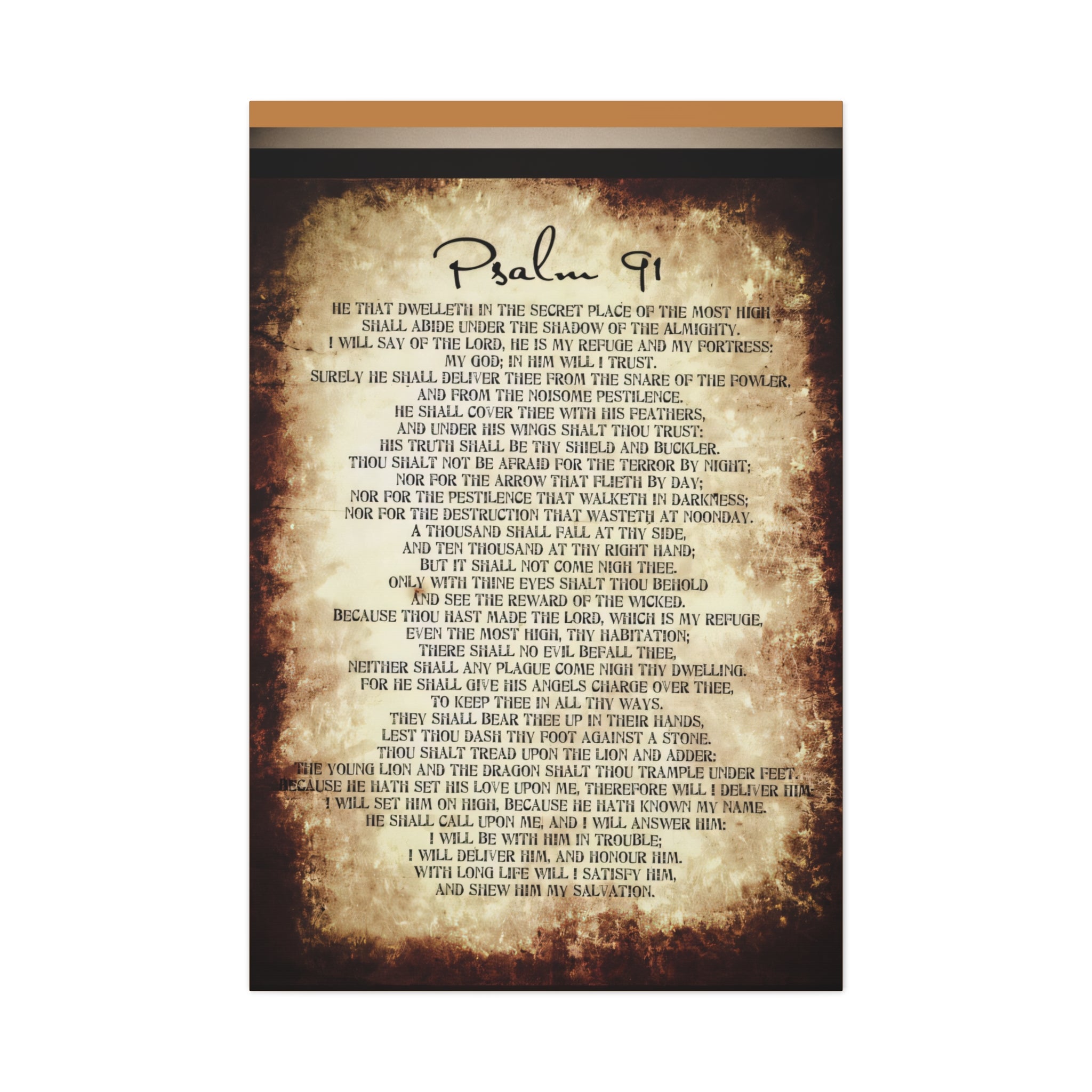 Psalm 91 Wall Art – He Who Dwells Scripture Bible Verse Print (Vintage Christian Decor)