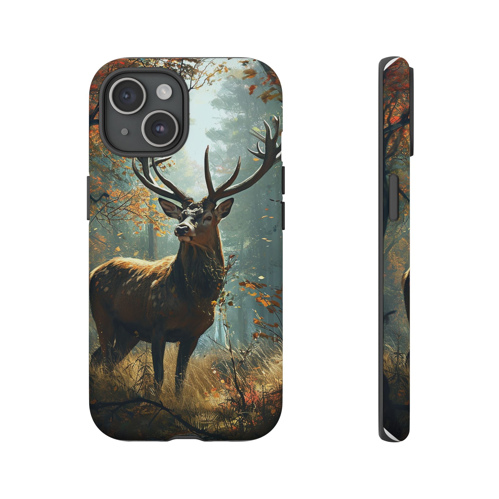 Stag Forest iPhone Case, Nature Lover Phone Cover, Wildlife Art Design, Rustic Gift for Him, Outdoor Enthusiast Accessory