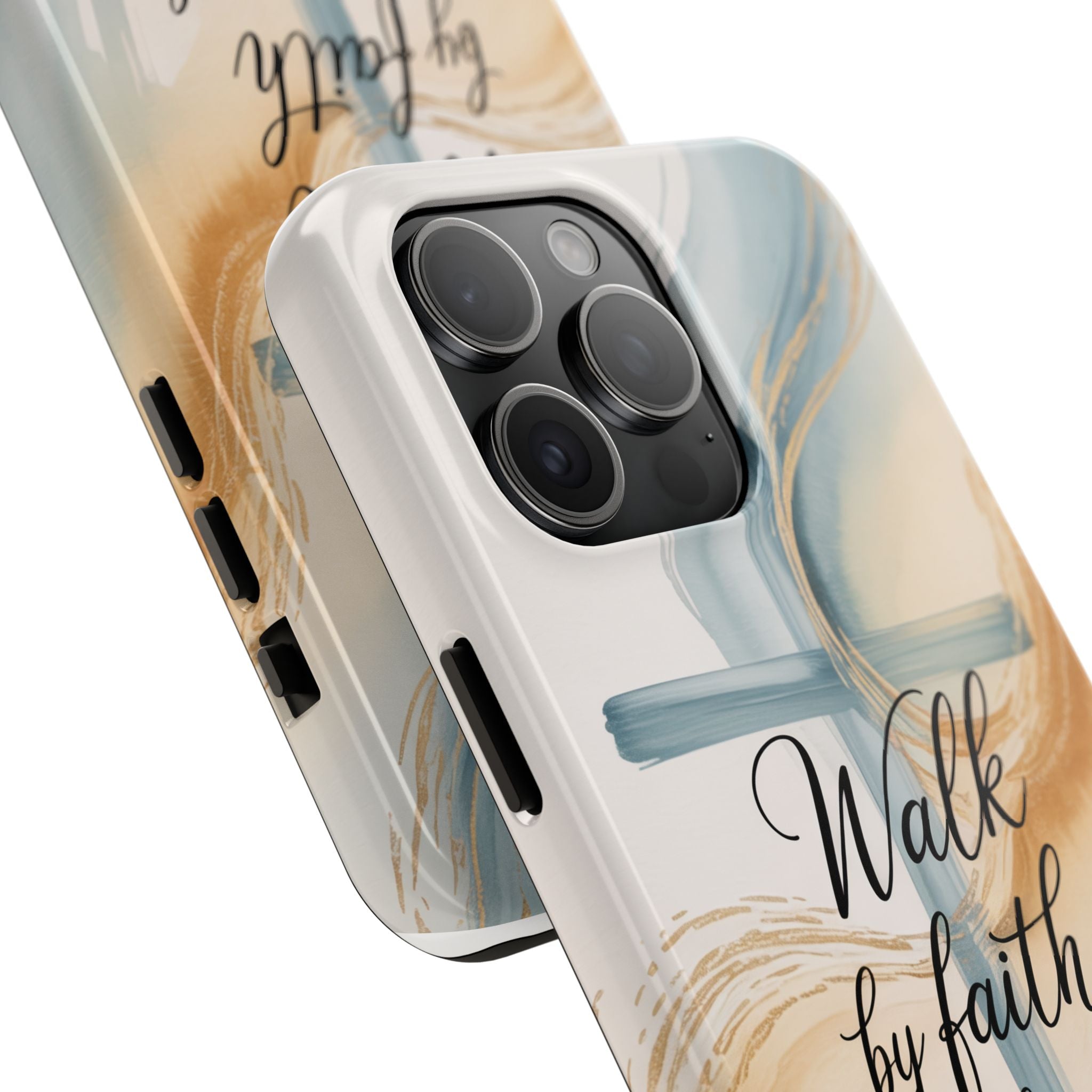 Walk by Faith Not by Sight Phone Case | 2 Corinthians 5:7 Christian iPhone Case | Watercolor Cross Design