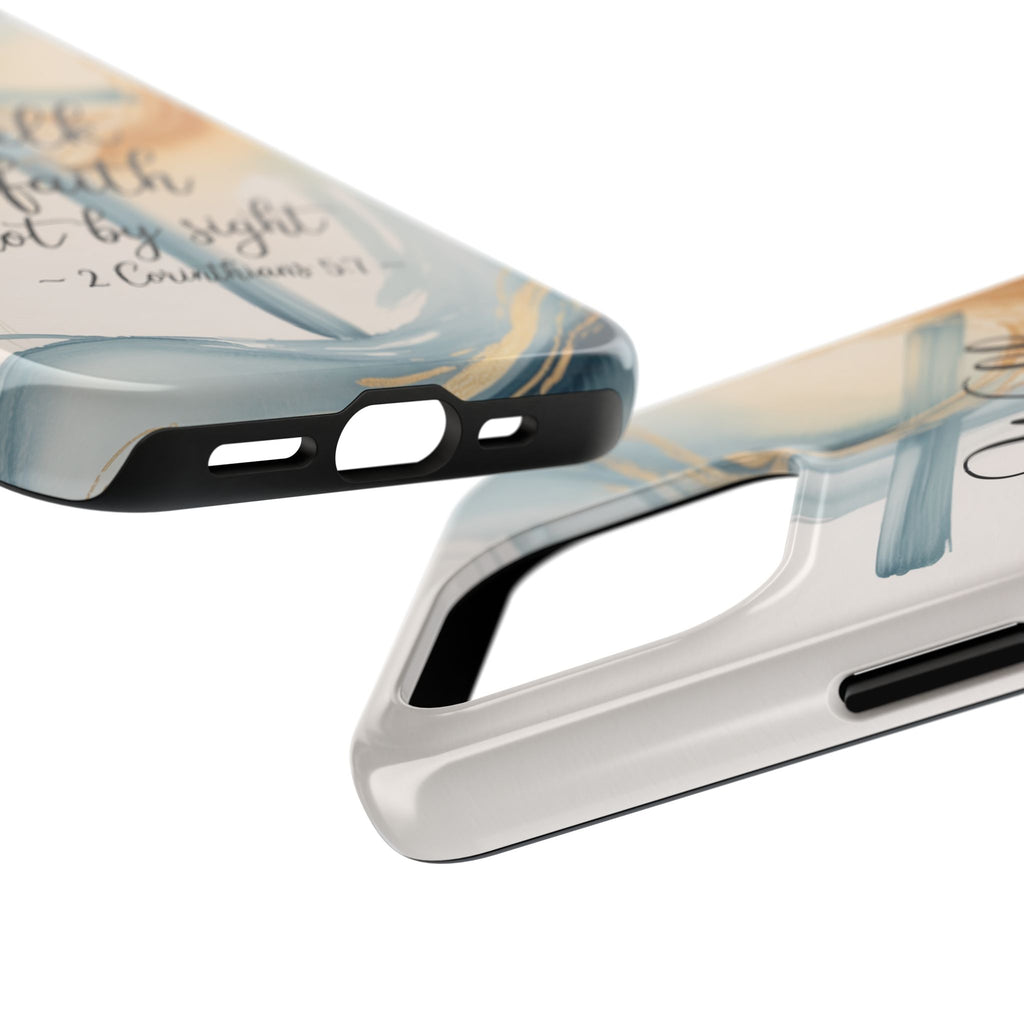 Walk by Faith Not by Sight Phone Case | 2 Corinthians 5:7 Christian iPhone Case | Watercolor Cross Design