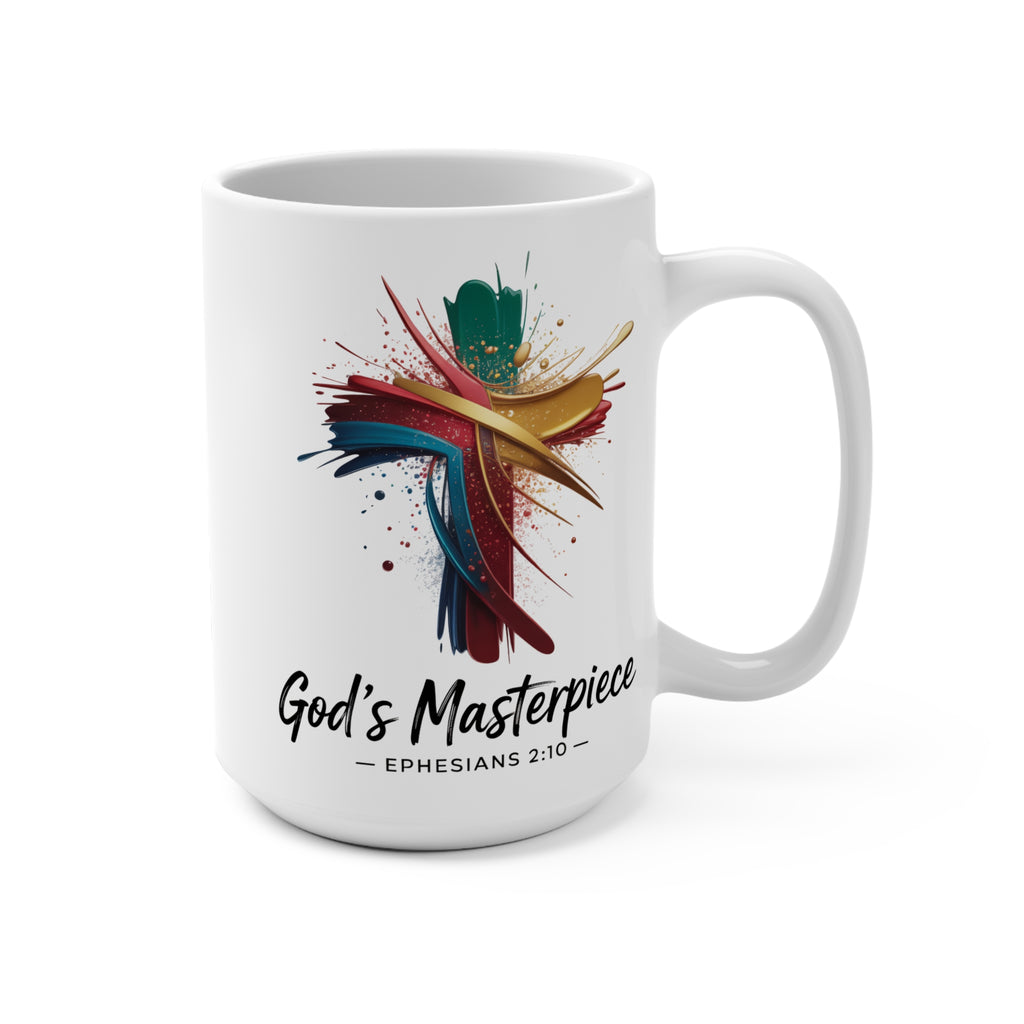Colorful Inspirational Mug, God's Masterpiece Coffee Cup for Christians, Religious Gift for Faith Lovers, Bible Verse Mug