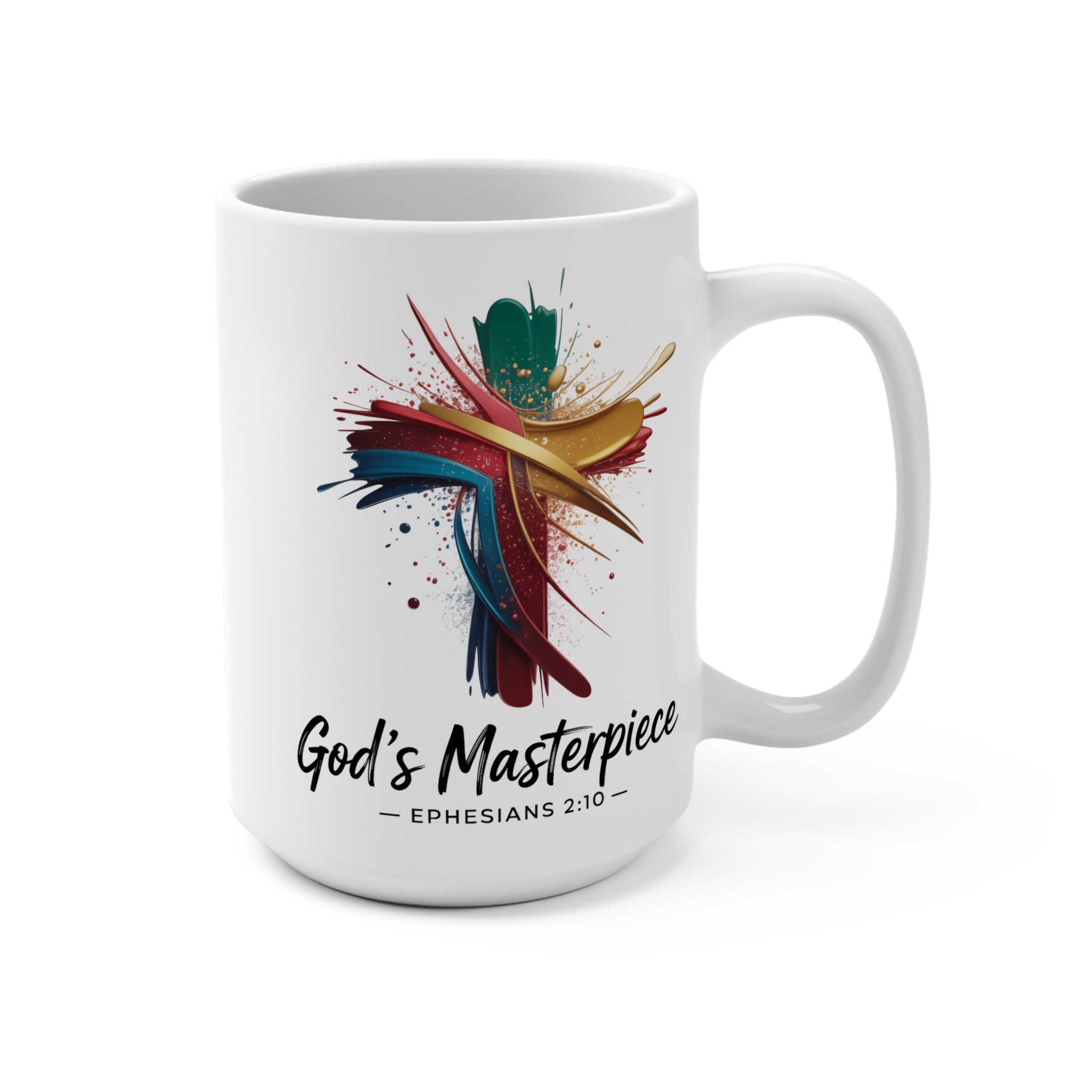 Colorful Inspirational Mug, God's Masterpiece Coffee Cup for Christians, Religious Gift for Faith Lovers, Bible Verse Mug