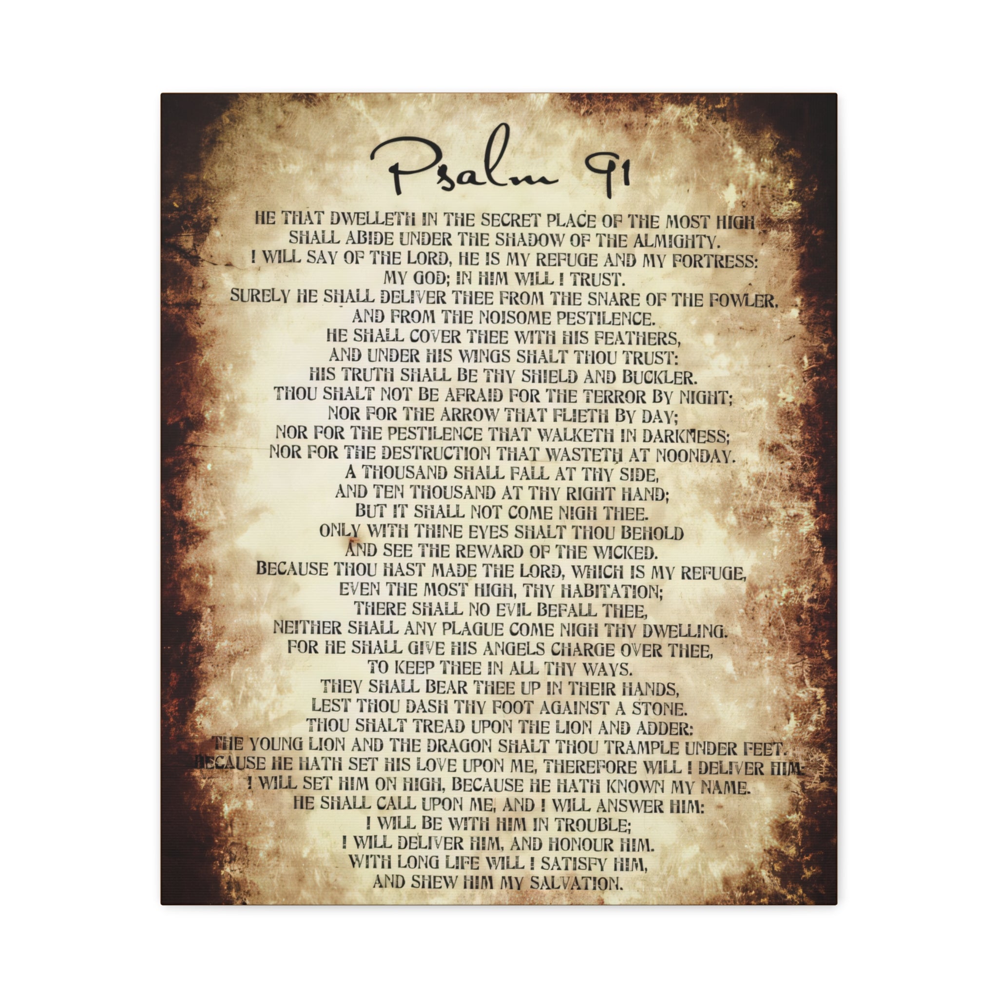 Psalm 91 Wall Art – He Who Dwells Scripture Bible Verse Print (Vintage Christian Decor)