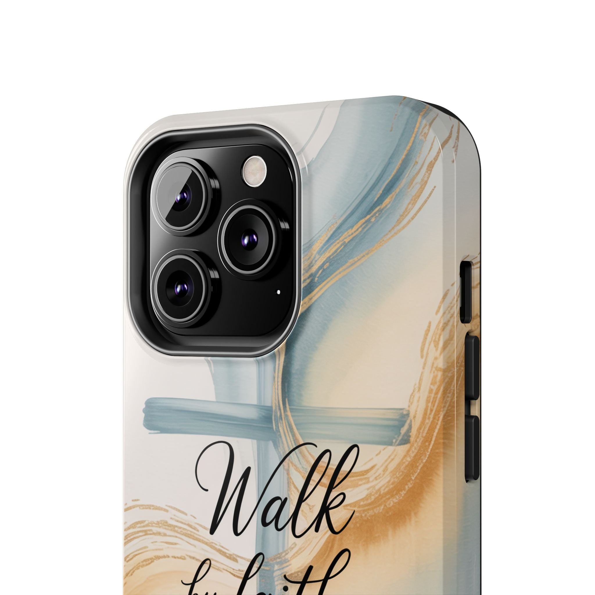 Walk by Faith Not by Sight Phone Case | 2 Corinthians 5:7 Christian iPhone Case | Watercolor Cross Design
