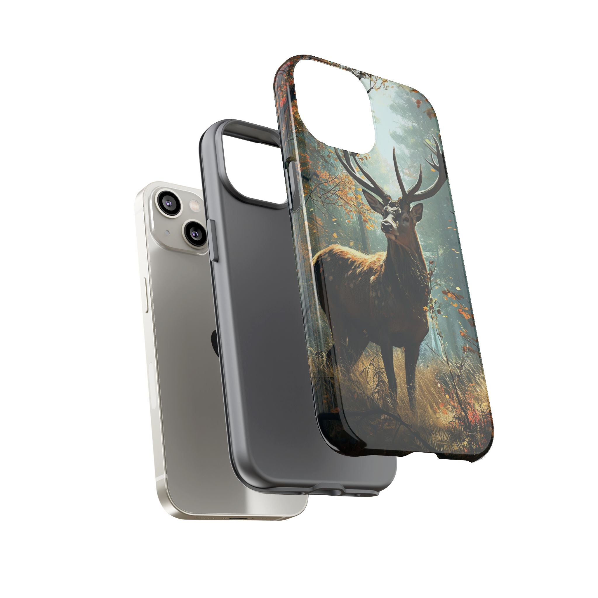 Stag Forest iPhone Case, Nature Lover Phone Cover, Wildlife Art Design, Rustic Gift for Him, Outdoor Enthusiast Accessory