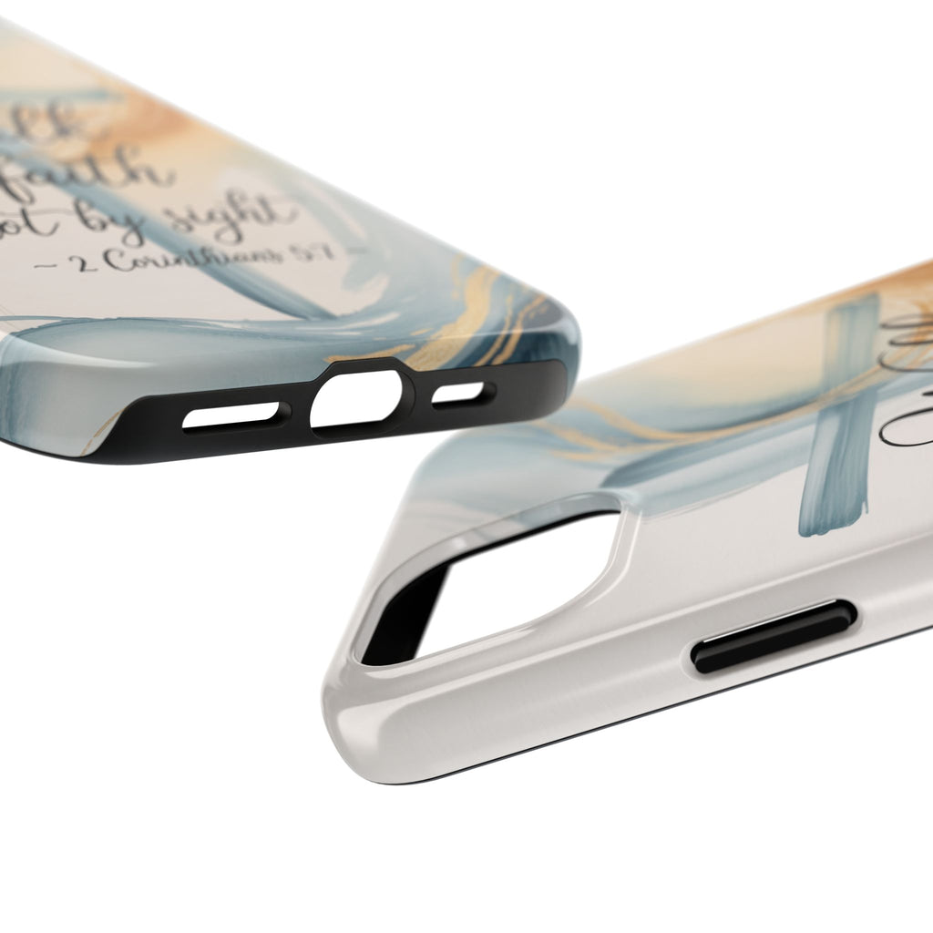 Walk by Faith Not by Sight Phone Case | 2 Corinthians 5:7 Christian iPhone Case | Watercolor Cross Design