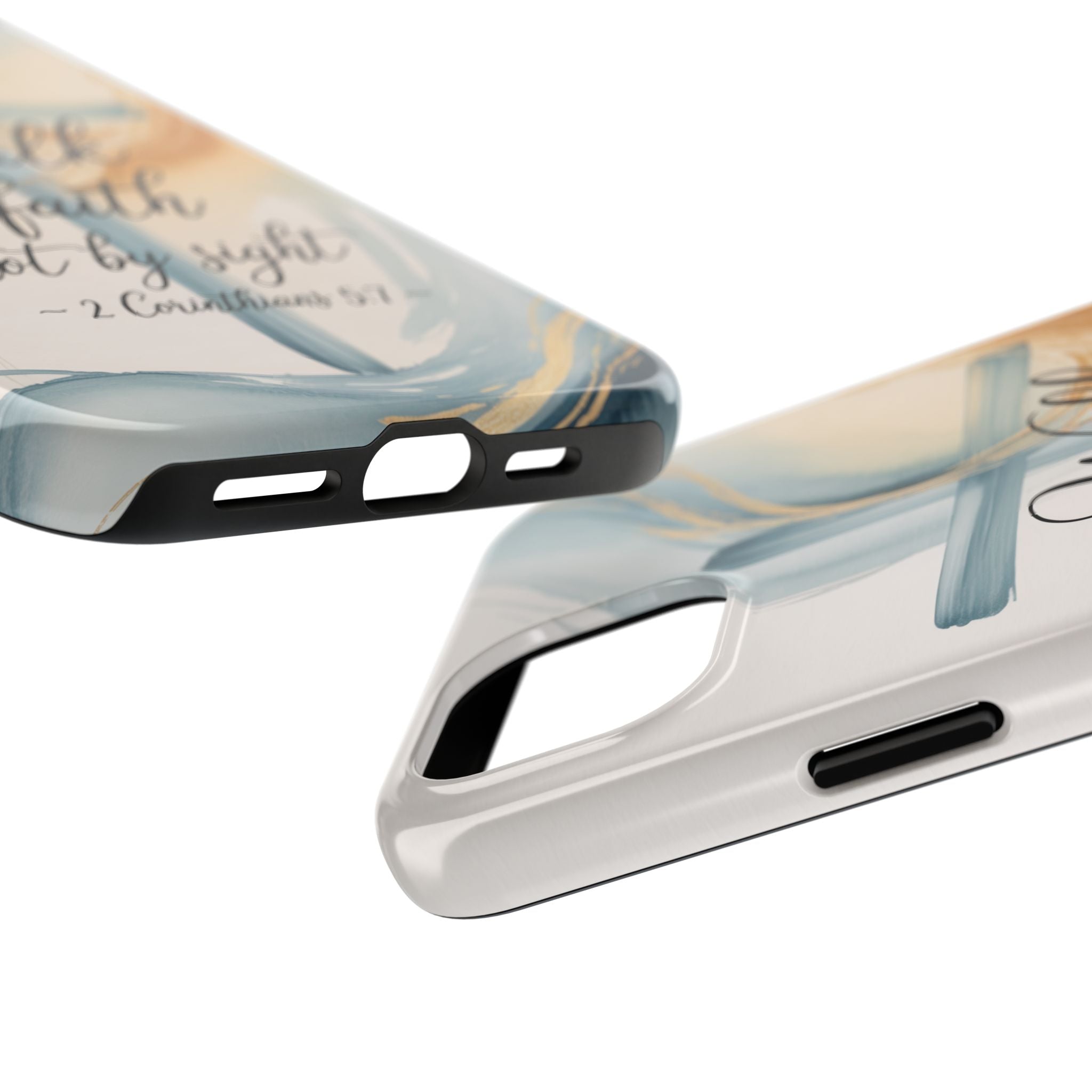 Walk by Faith Not by Sight Phone Case | 2 Corinthians 5:7 Christian iPhone Case | Watercolor Cross Design