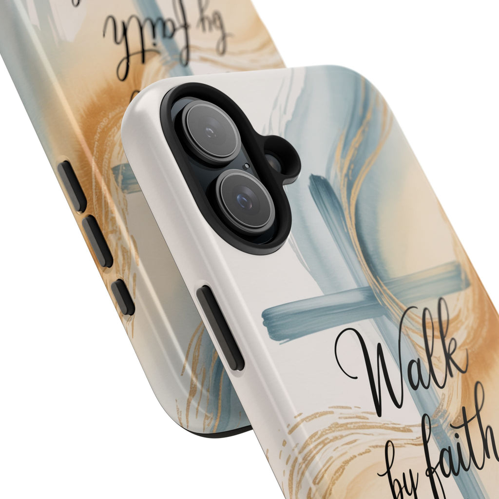 Walk by Faith Not by Sight Phone Case | 2 Corinthians 5:7 Christian iPhone Case | Watercolor Cross Design