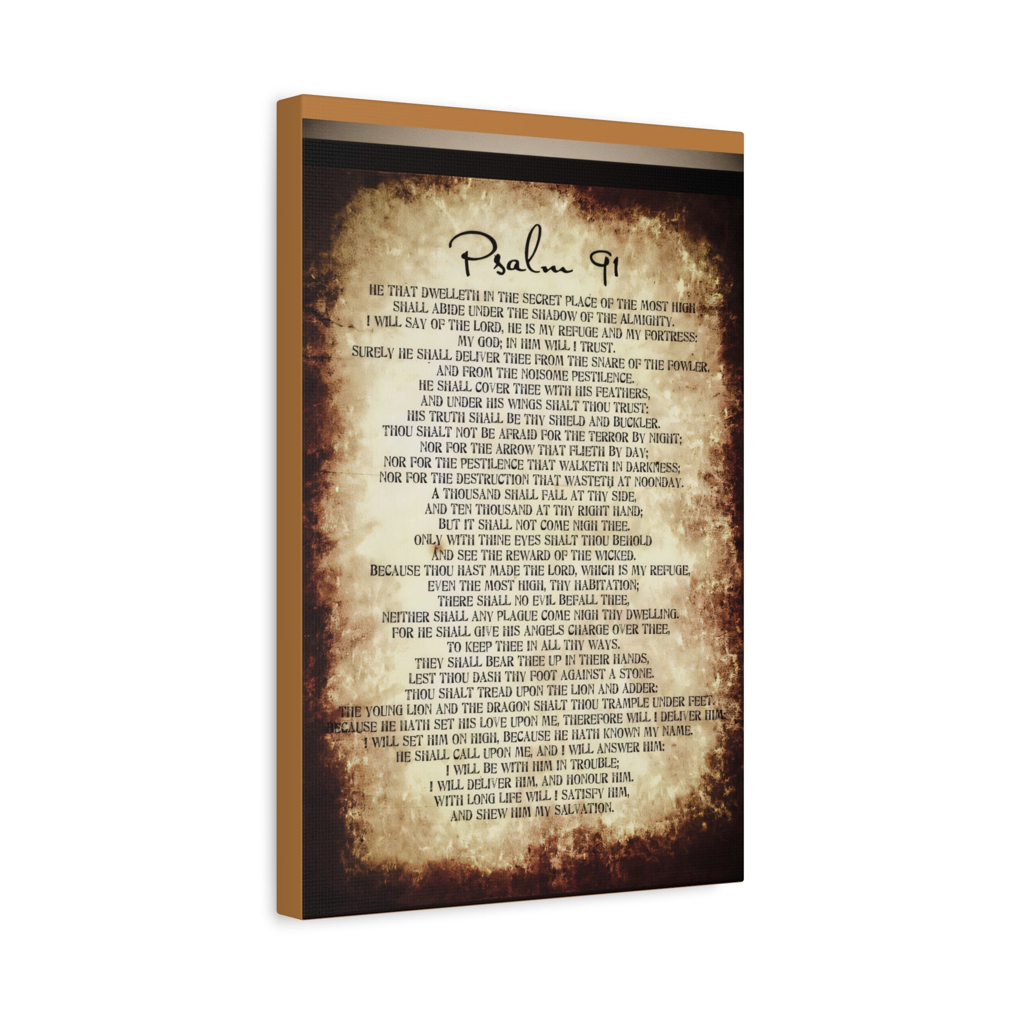 Psalm 91 Wall Art – He Who Dwells Scripture Bible Verse Print (Vintage Christian Decor)