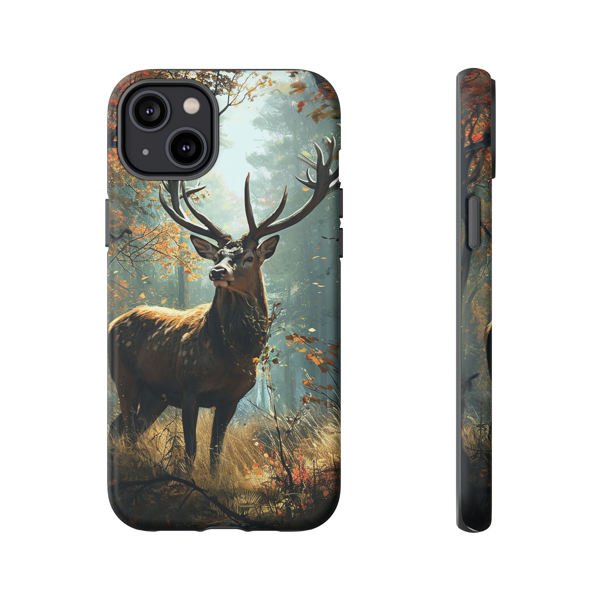 Stag Forest iPhone Case, Nature Lover Phone Cover, Wildlife Art Design, Rustic Gift for Him, Outdoor Enthusiast Accessory