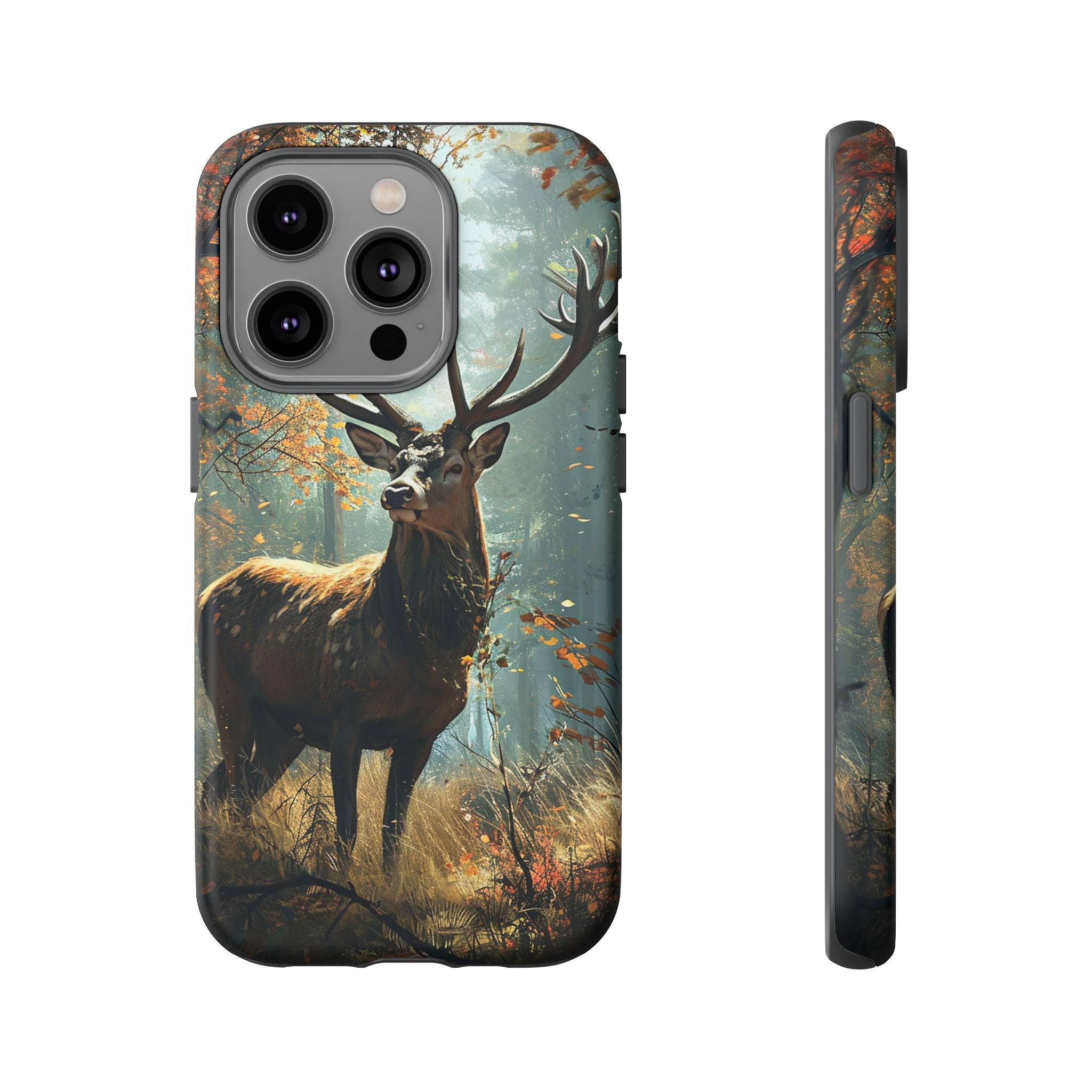Stag Forest iPhone Case, Nature Lover Phone Cover, Wildlife Art Design, Rustic Gift for Him, Outdoor Enthusiast Accessory