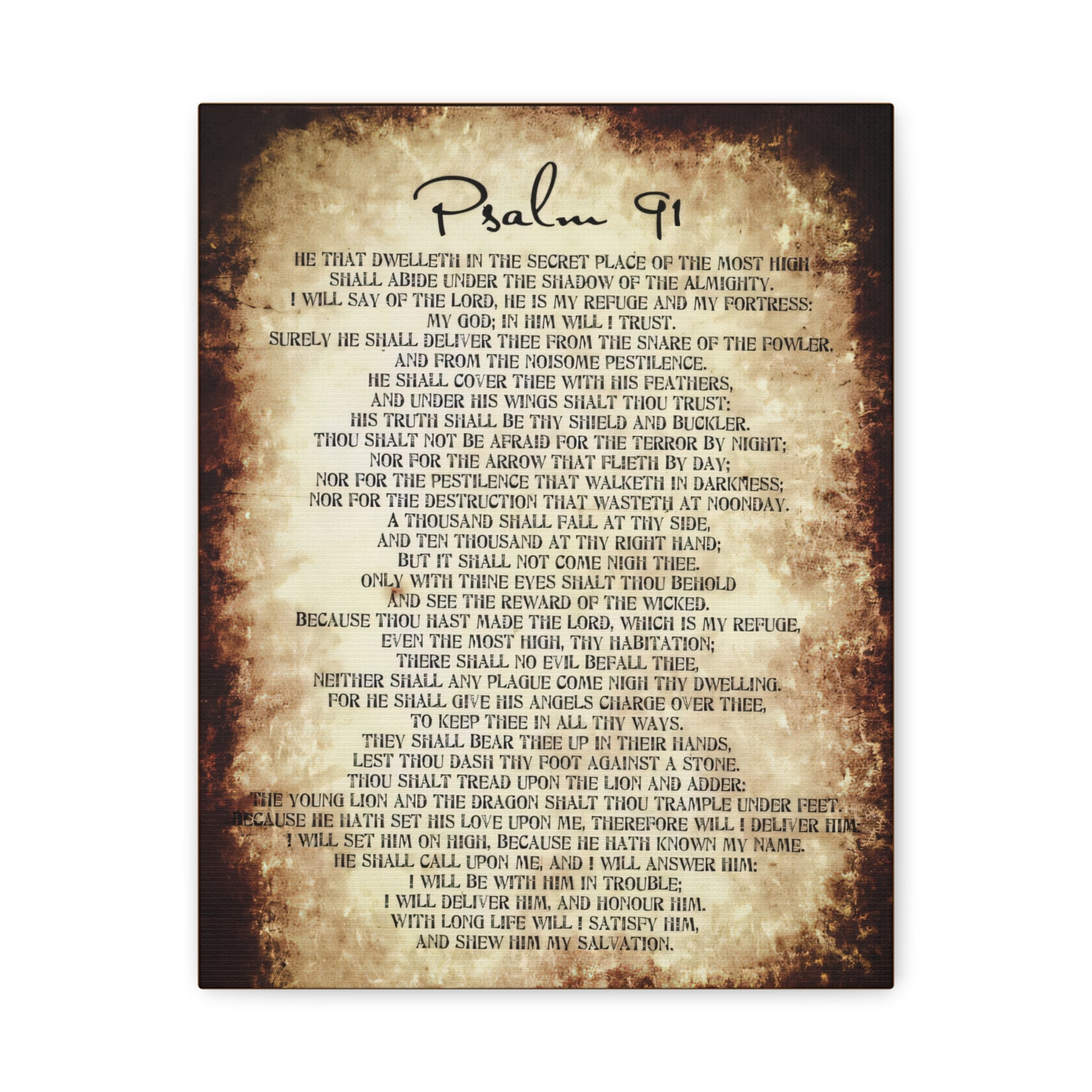 Psalm 91 Wall Art – He Who Dwells Scripture Bible Verse Print (Vintage Christian Decor)