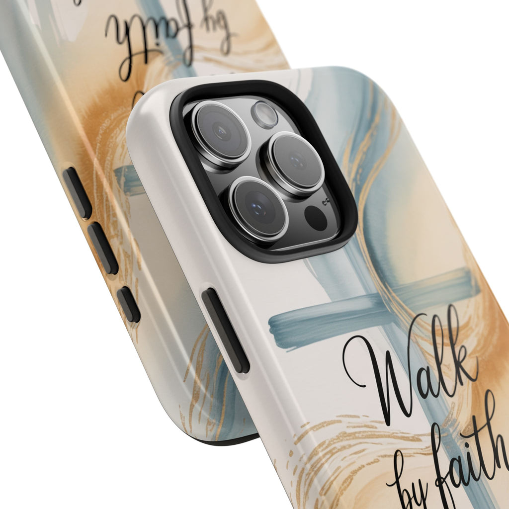 Walk by Faith Not by Sight Phone Case | 2 Corinthians 5:7 Christian iPhone Case | Watercolor Cross Design