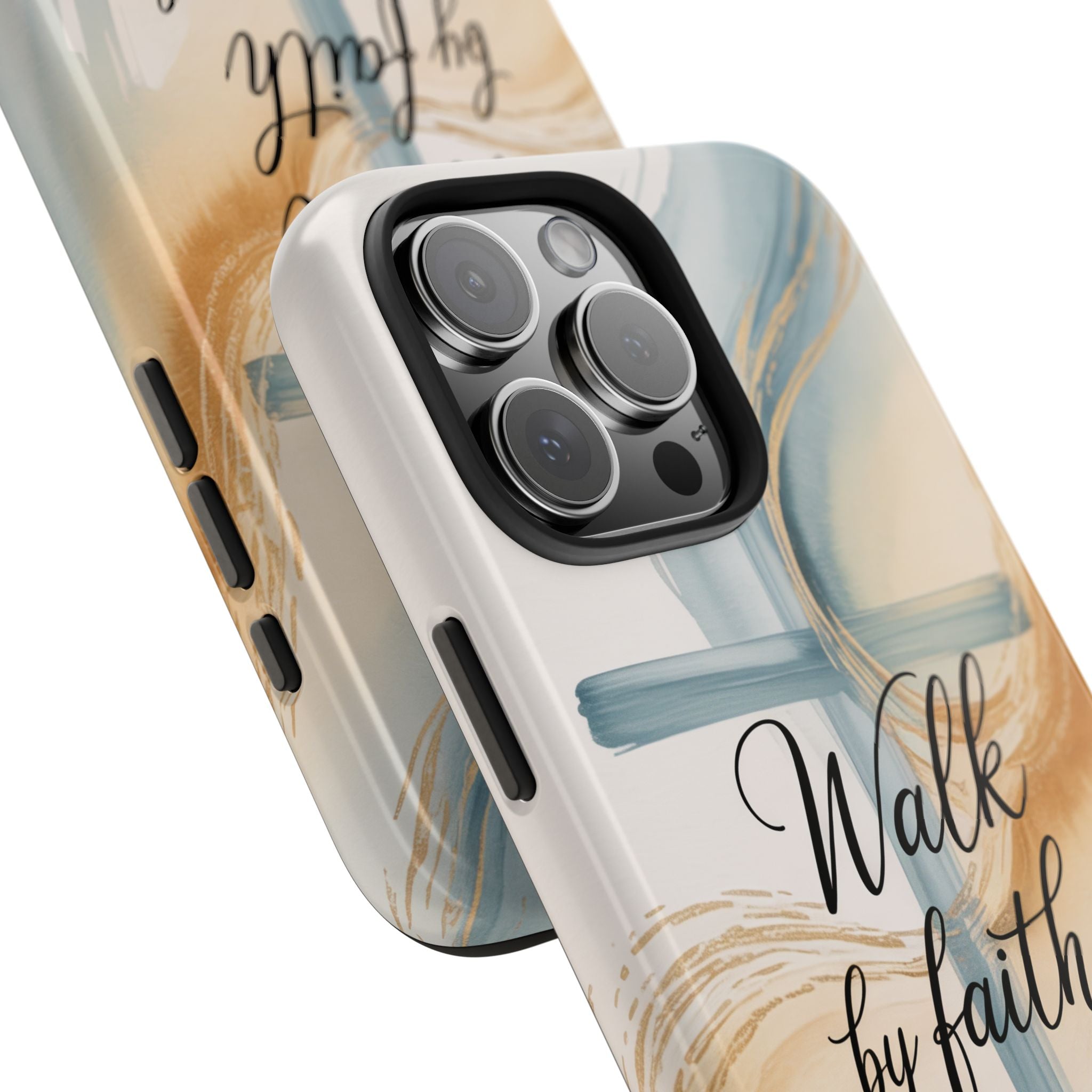 Walk by Faith Not by Sight Phone Case | 2 Corinthians 5:7 Christian iPhone Case | Watercolor Cross Design