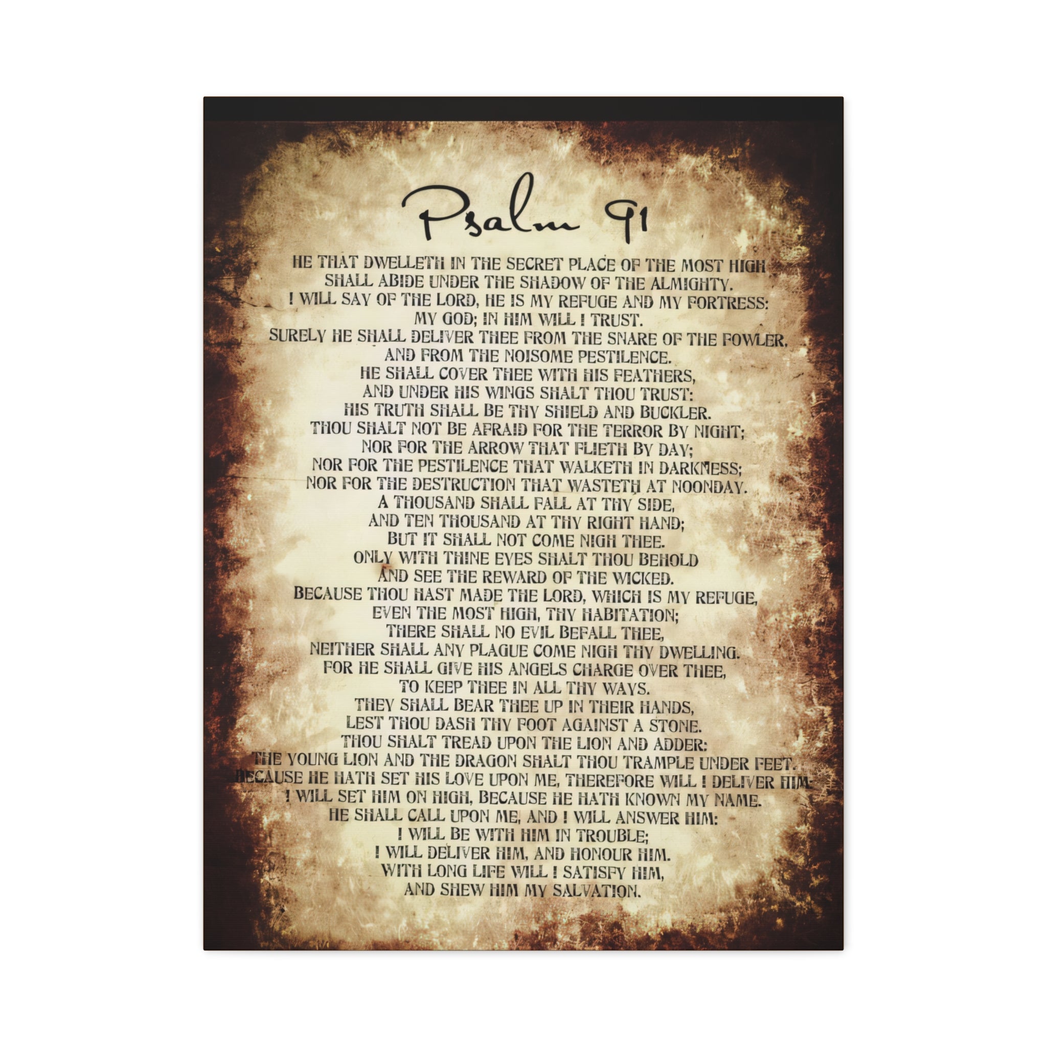Psalm 91 Wall Art – He Who Dwells Scripture Bible Verse Print (Vintage Christian Decor)