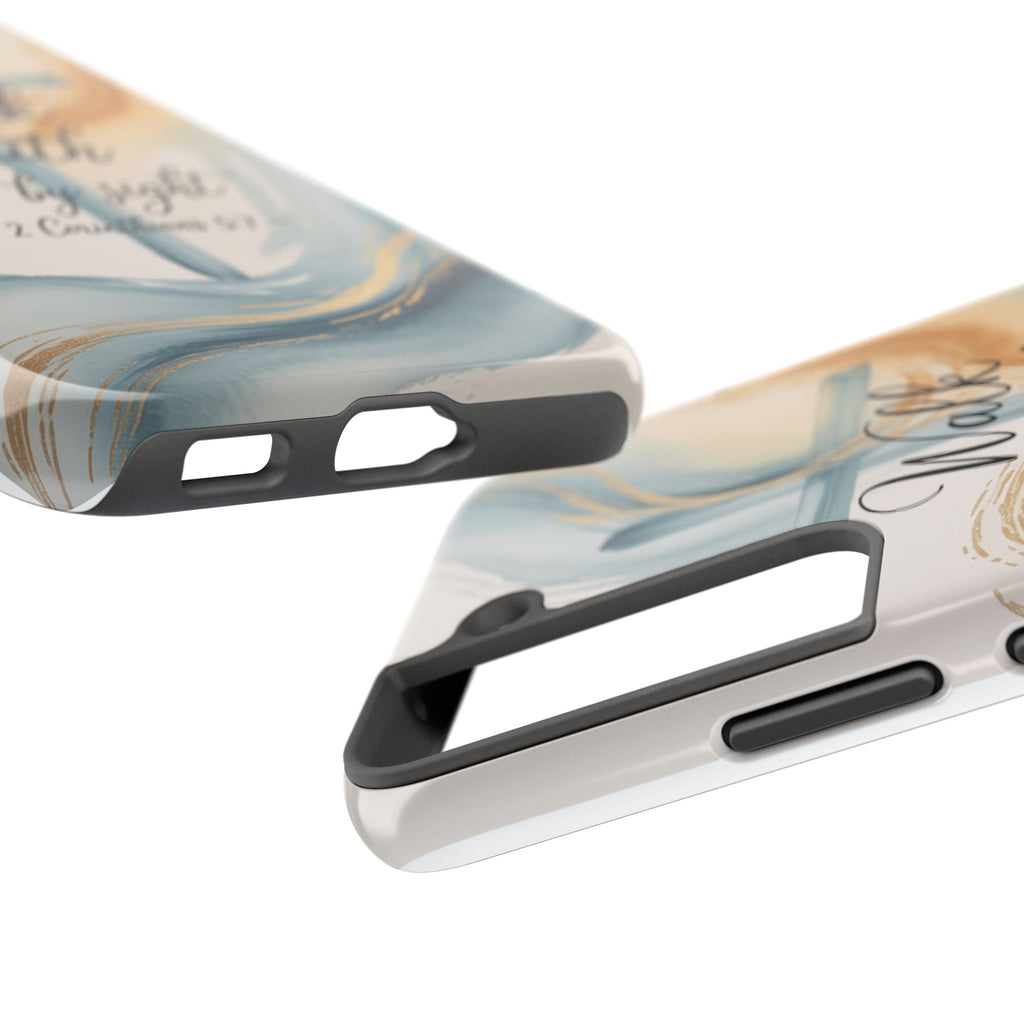 Walk by Faith Not by Sight Phone Case | 2 Corinthians 5:7 Christian Samsung Case | Watercolor Cross Design