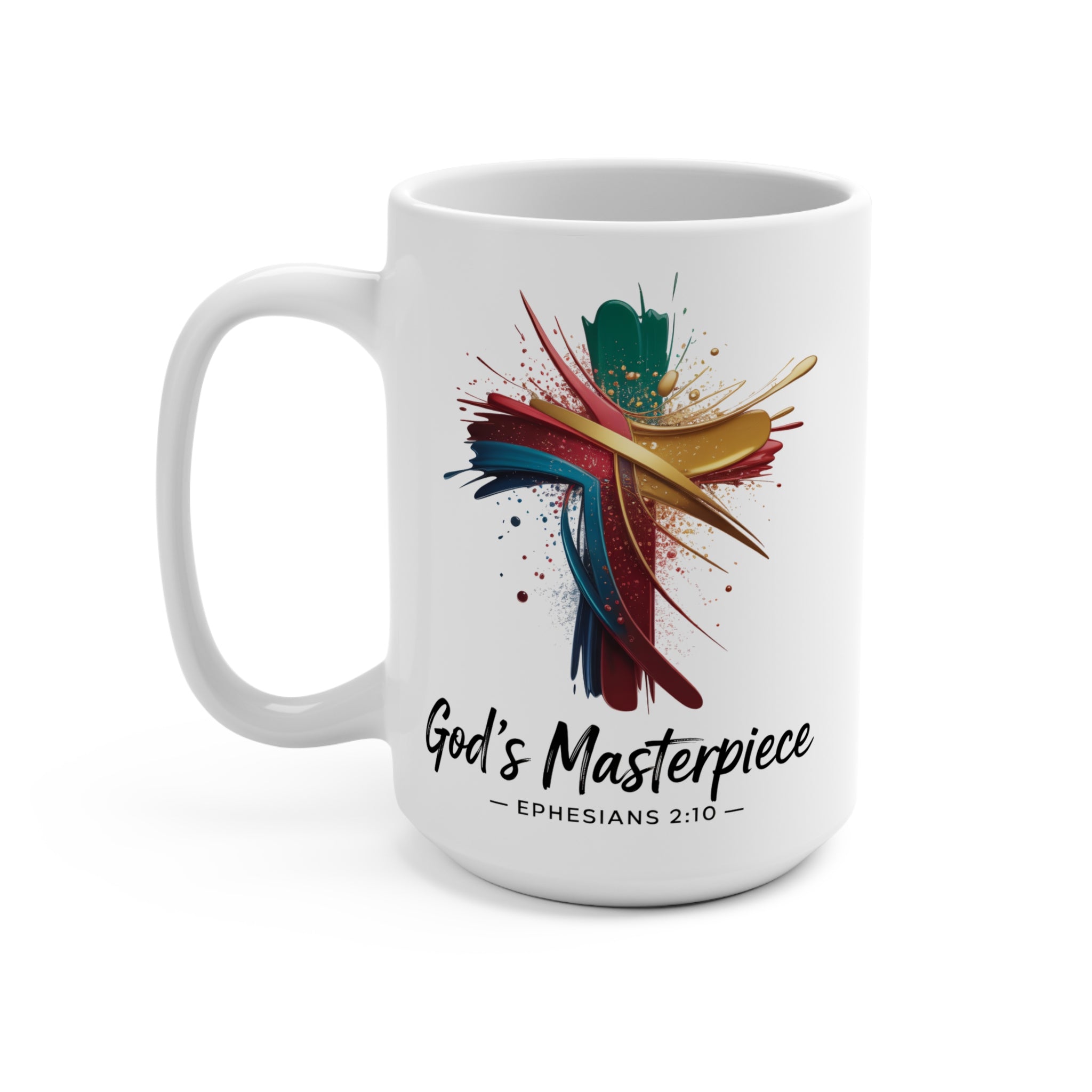 Colorful Inspirational Mug, God's Masterpiece Coffee Cup for Christians, Religious Gift for Faith Lovers, Bible Verse Mug