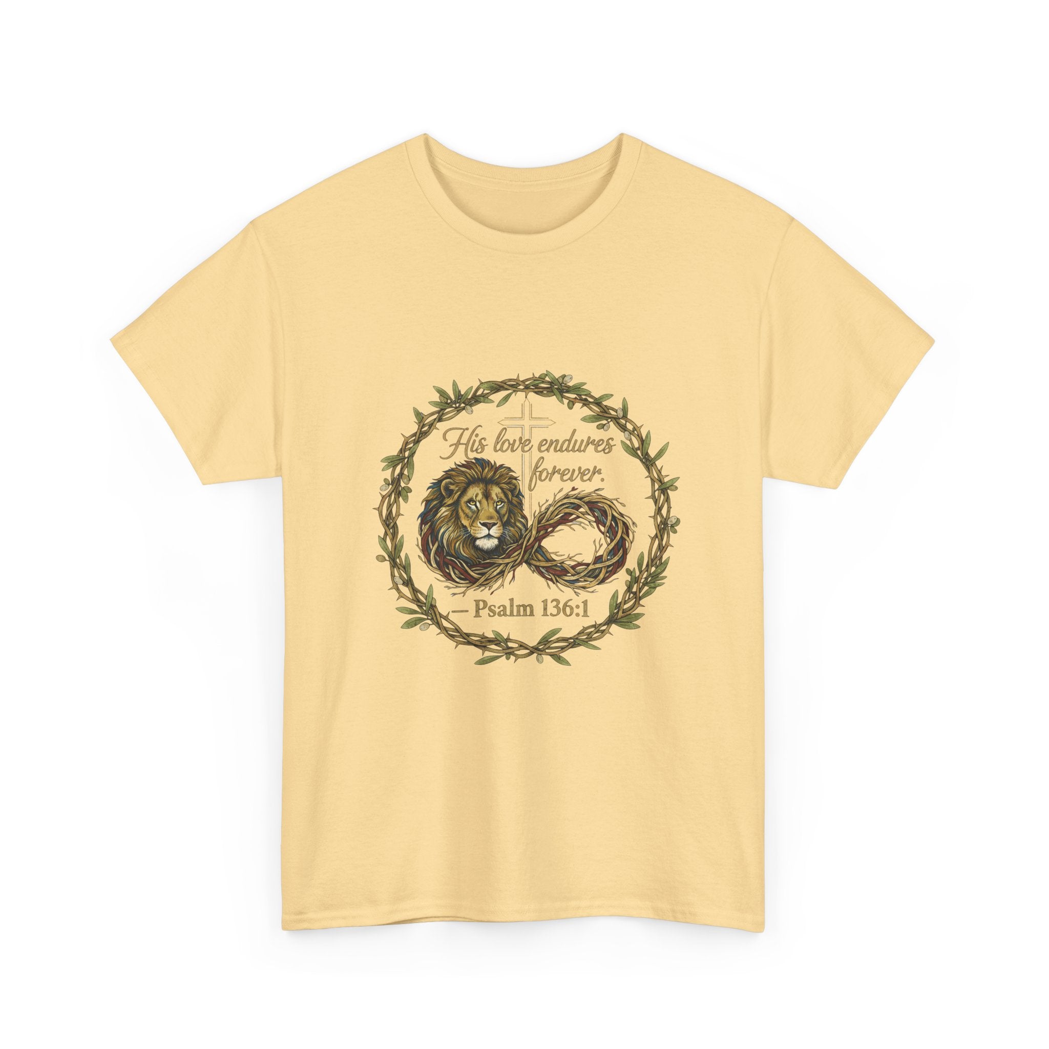 Christian Graphic Tee - His Love Endures Forever Psalm 136:1