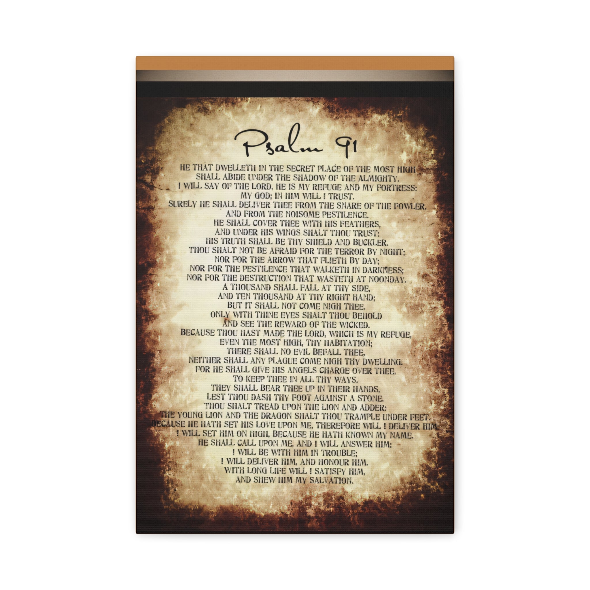 Psalm 91 Wall Art – He Who Dwells Scripture Bible Verse Print (Vintage Christian Decor)