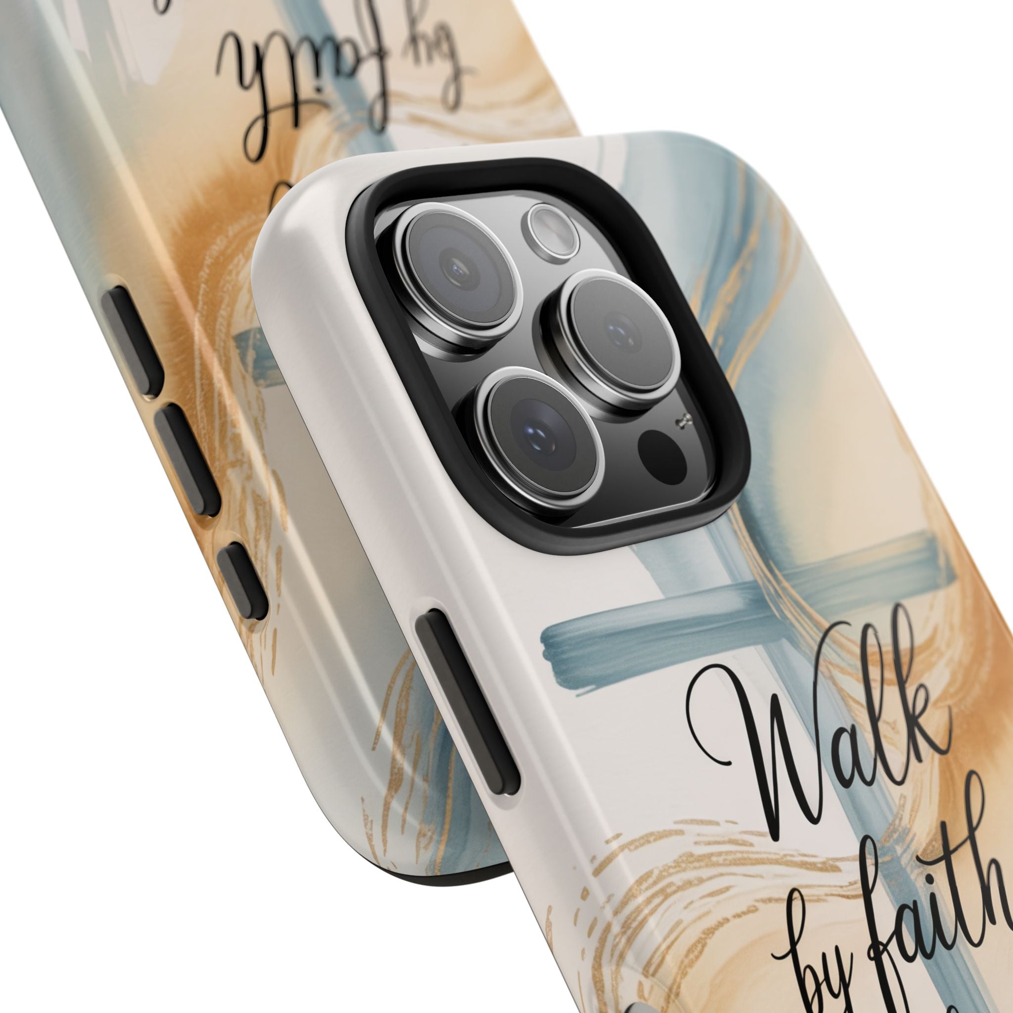 Walk by Faith Not by Sight Phone Case | 2 Corinthians 5:7 Christian iPhone Case | Watercolor Cross Design