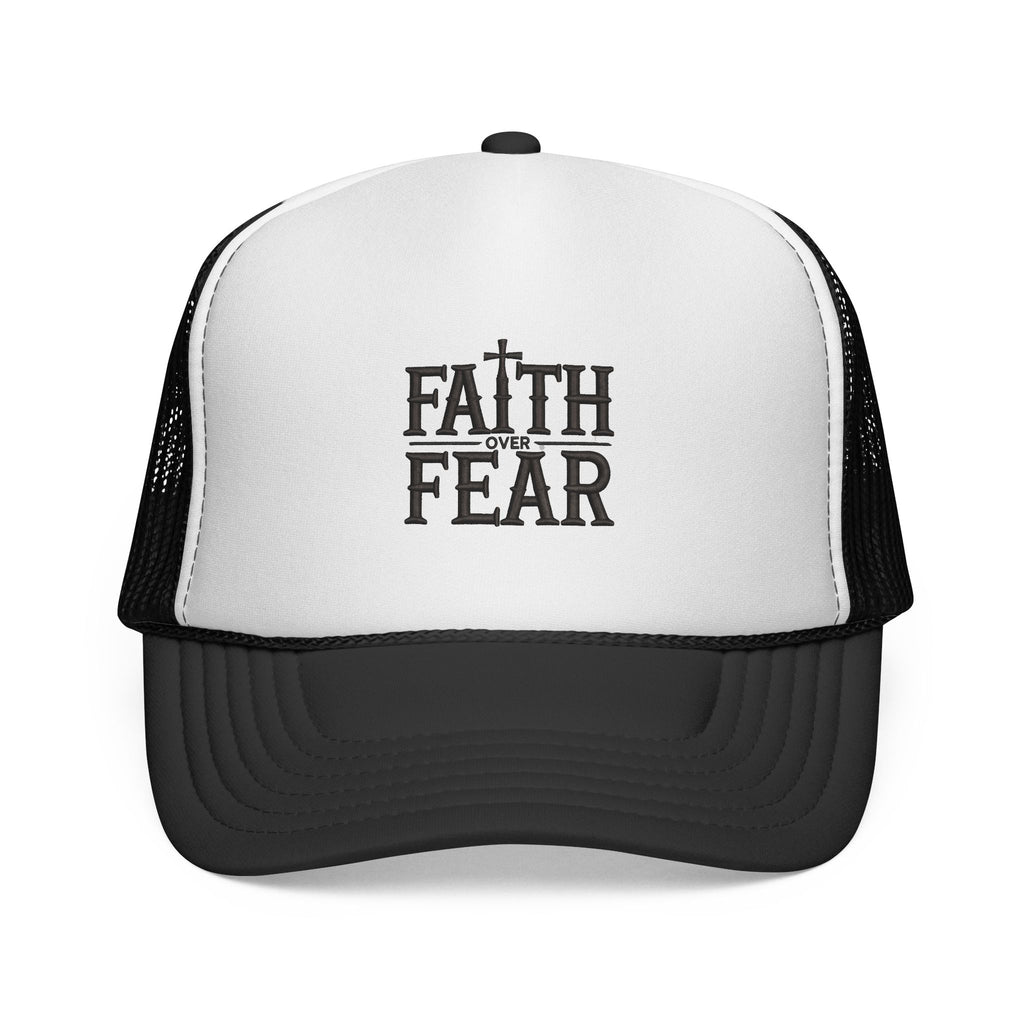 Faith Over Fear Trucker Cap — Christian Mesh Back Hat — Inspirational Religious Gift