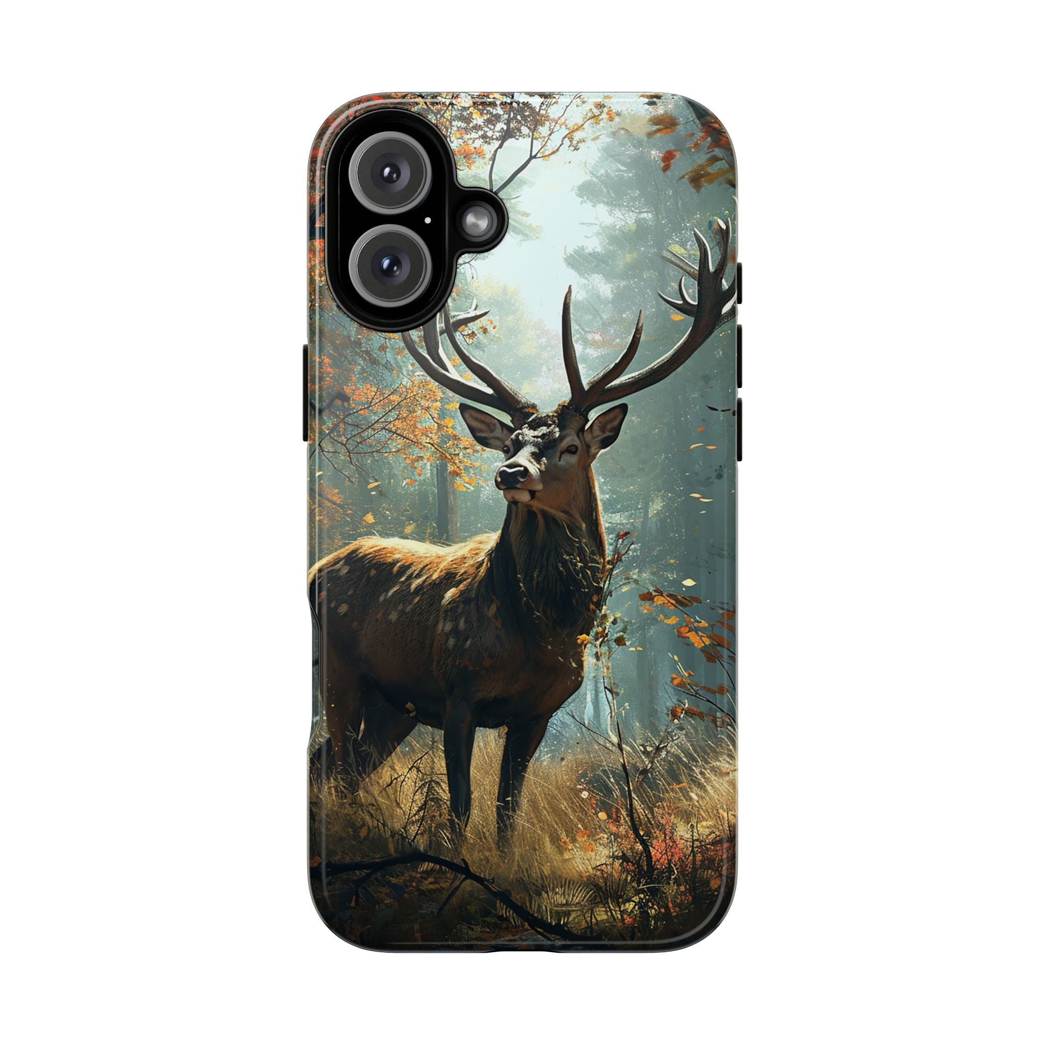 Stag Forest iPhone Case, Nature Lover Phone Cover, Wildlife Art Design, Rustic Gift for Him, Outdoor Enthusiast Accessory