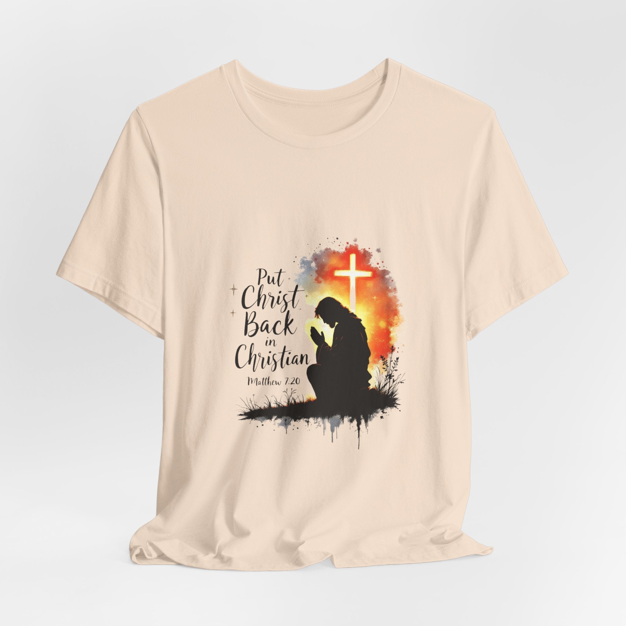 Put Christ Back in Christian T-Shirt – Matthew 7:20 Bible Verse Faith Shirt