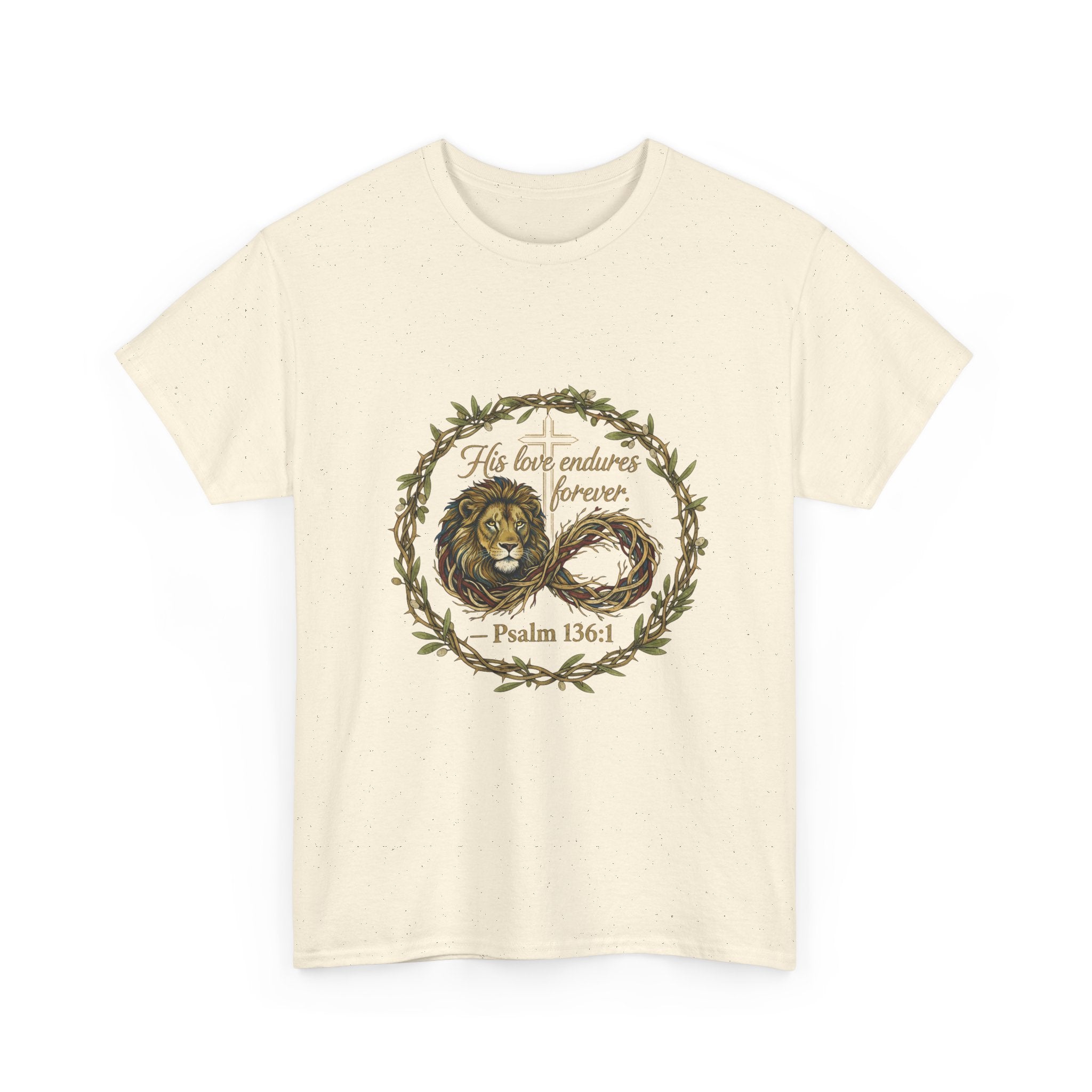Christian Graphic Tee - His Love Endures Forever Psalm 136:1