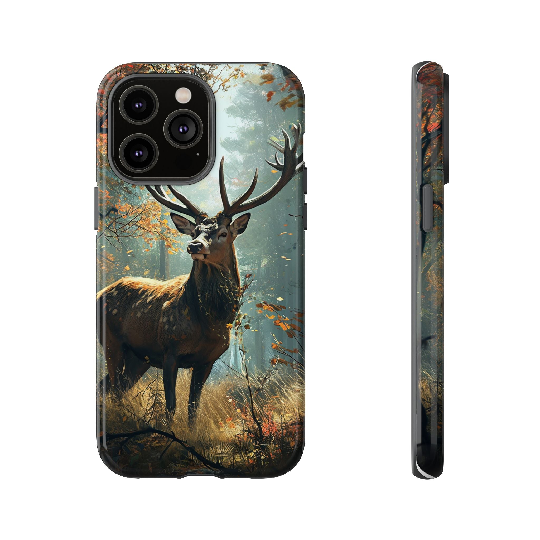 Stag Forest iPhone Case, Nature Lover Phone Cover, Wildlife Art Design, Rustic Gift for Him, Outdoor Enthusiast Accessory