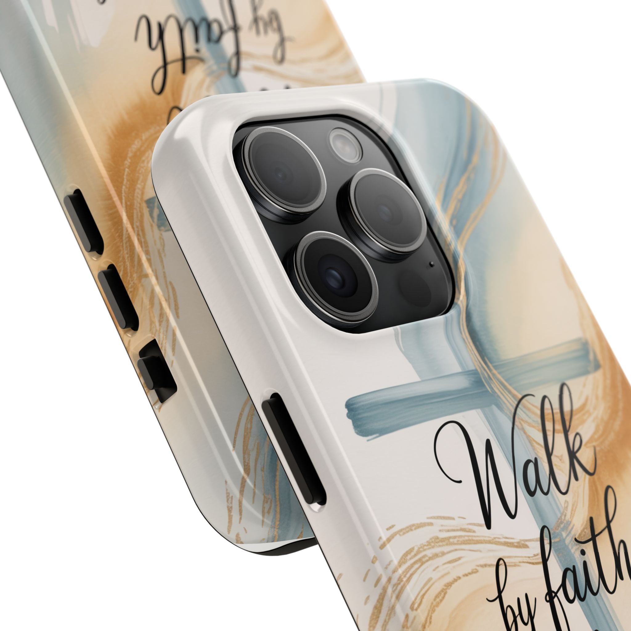 Walk by Faith Not by Sight Phone Case | 2 Corinthians 5:7 Christian iPhone Case | Watercolor Cross Design