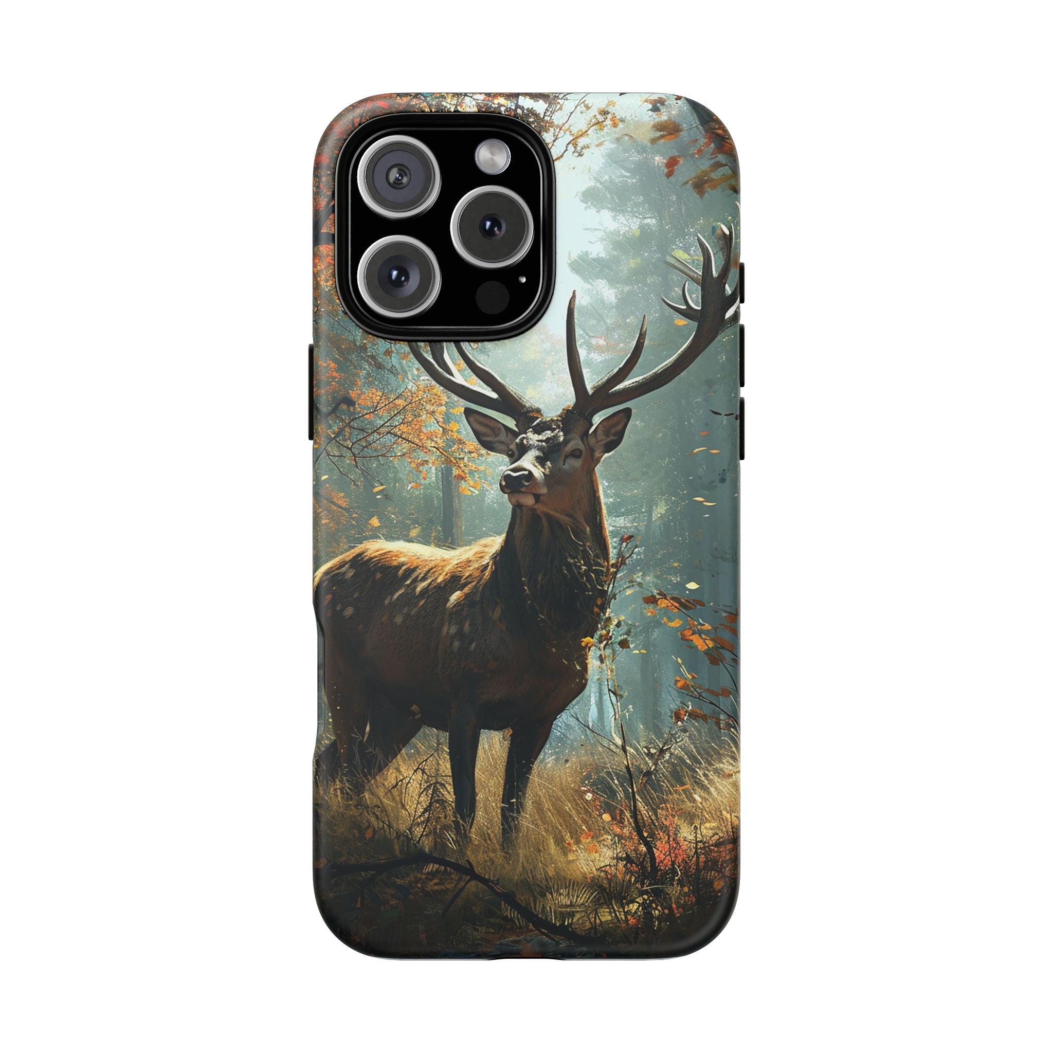 Stag Forest iPhone Case, Nature Lover Phone Cover, Wildlife Art Design, Rustic Gift for Him, Outdoor Enthusiast Accessory