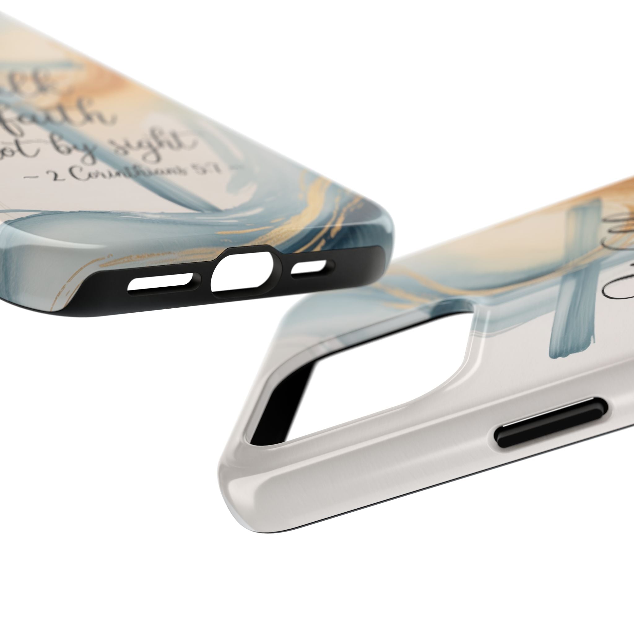 Walk by Faith Not by Sight Phone Case | 2 Corinthians 5:7 Christian iPhone Case | Watercolor Cross Design