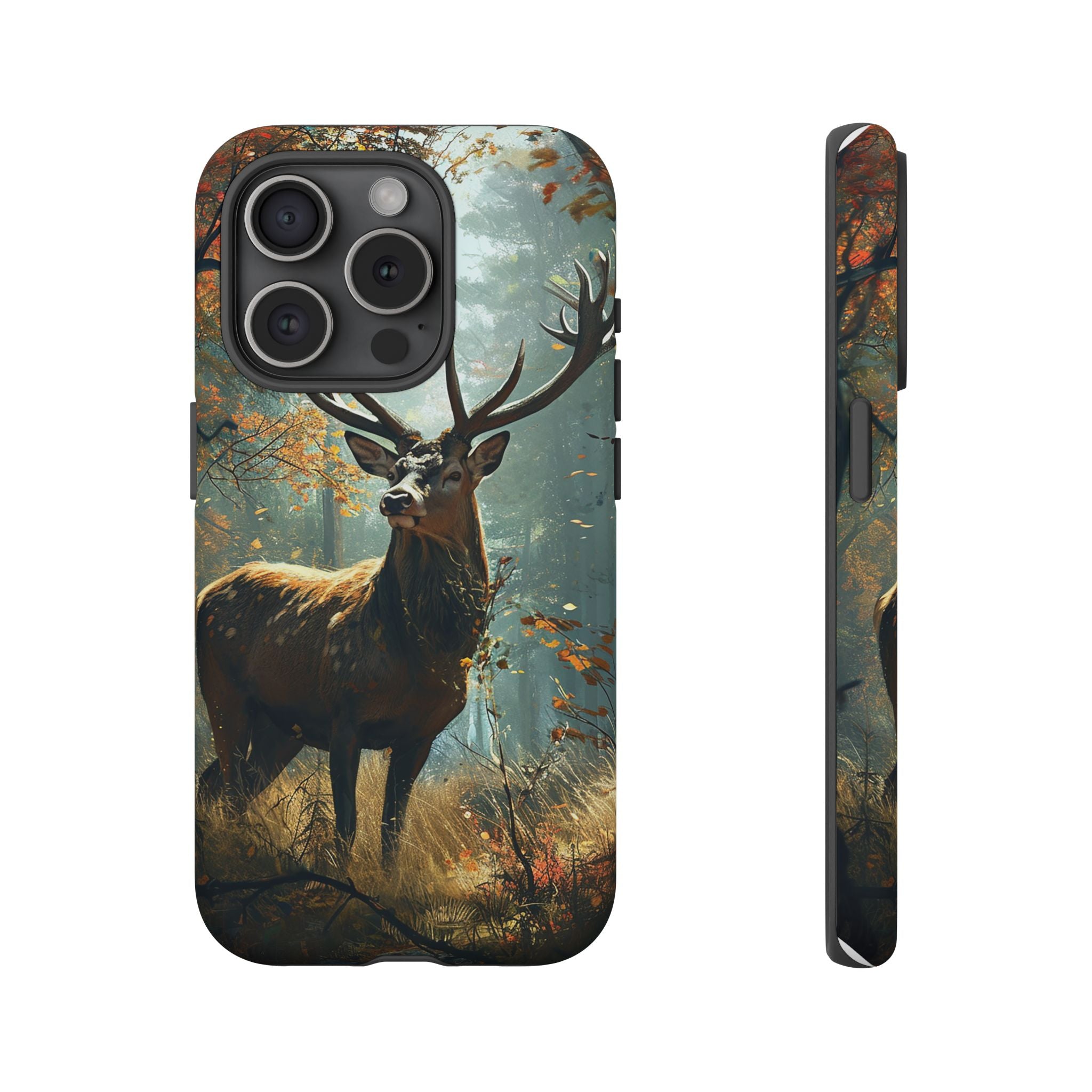 Stag Forest iPhone Case, Nature Lover Phone Cover, Wildlife Art Design, Rustic Gift for Him, Outdoor Enthusiast Accessory