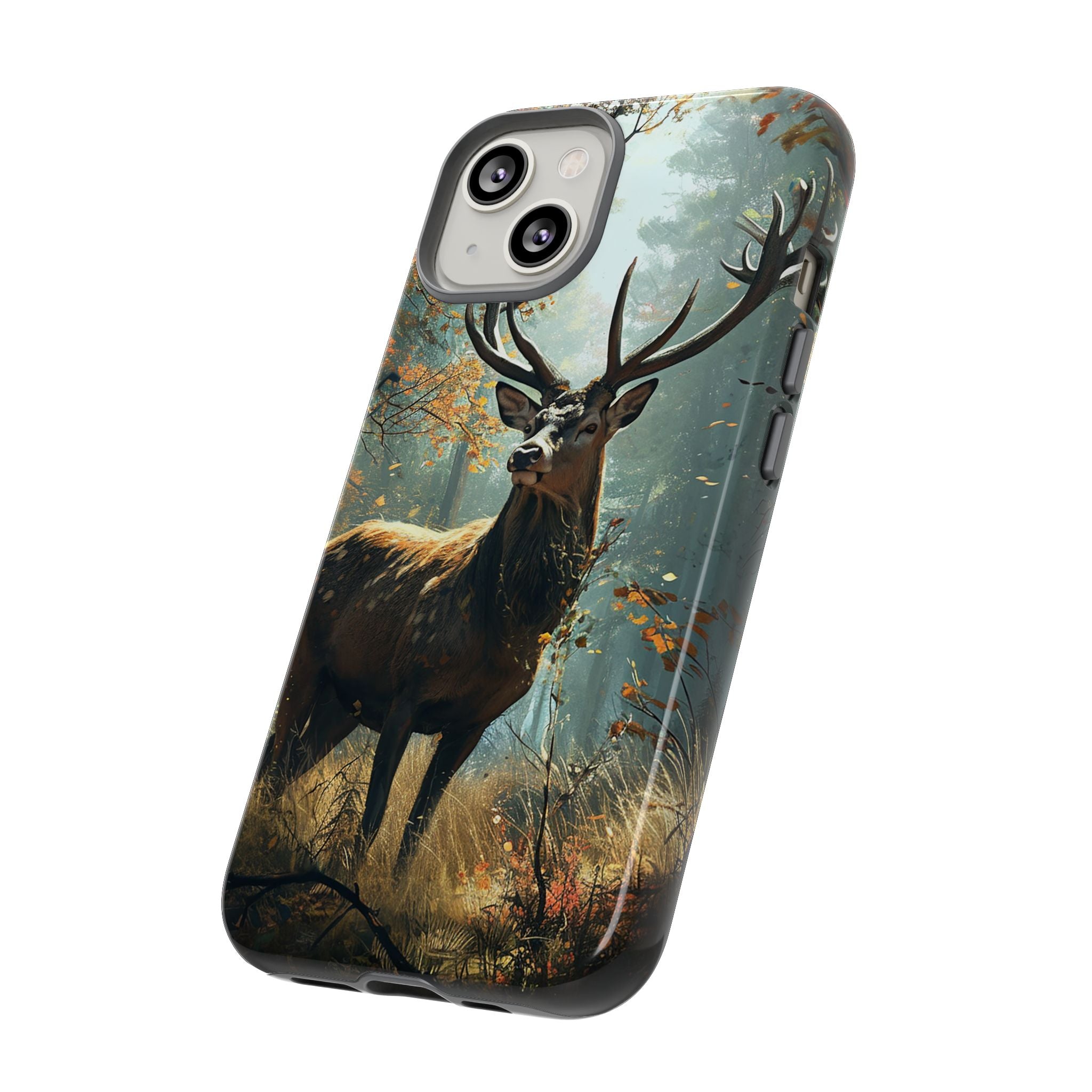 Stag Forest iPhone Case, Nature Lover Phone Cover, Wildlife Art Design, Rustic Gift for Him, Outdoor Enthusiast Accessory