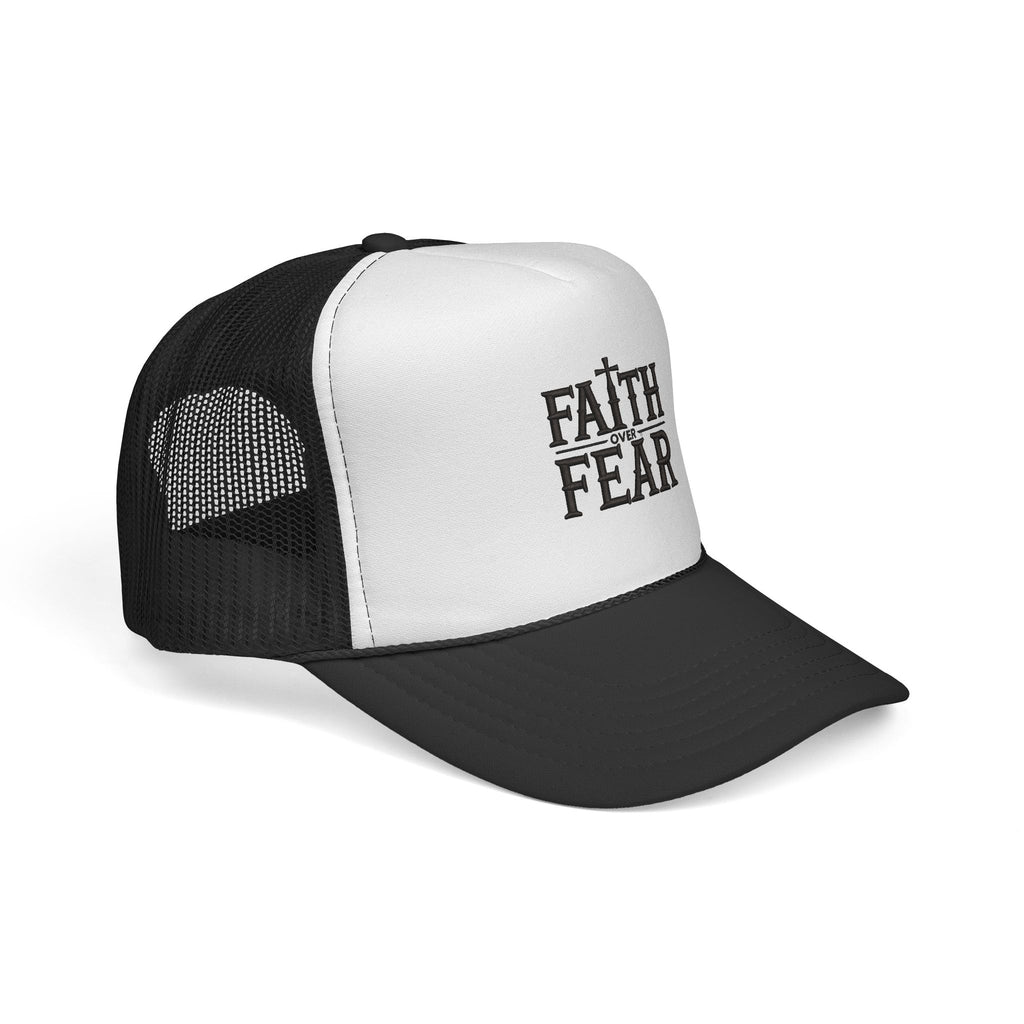 Faith Over Fear Trucker Cap — Christian Mesh Back Hat — Inspirational Religious Gift