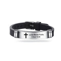 Christian Bible Verse Cross Bracelet - Stainless Steel & Silicone Religious Scripture Jewelry for Men & Women