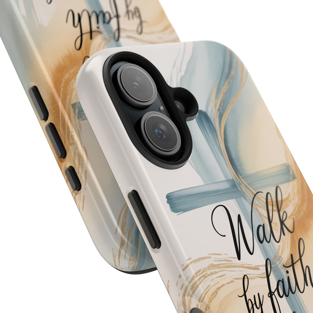 Walk by Faith Not by Sight Phone Case | 2 Corinthians 5:7 Christian iPhone Case | Watercolor Cross Design