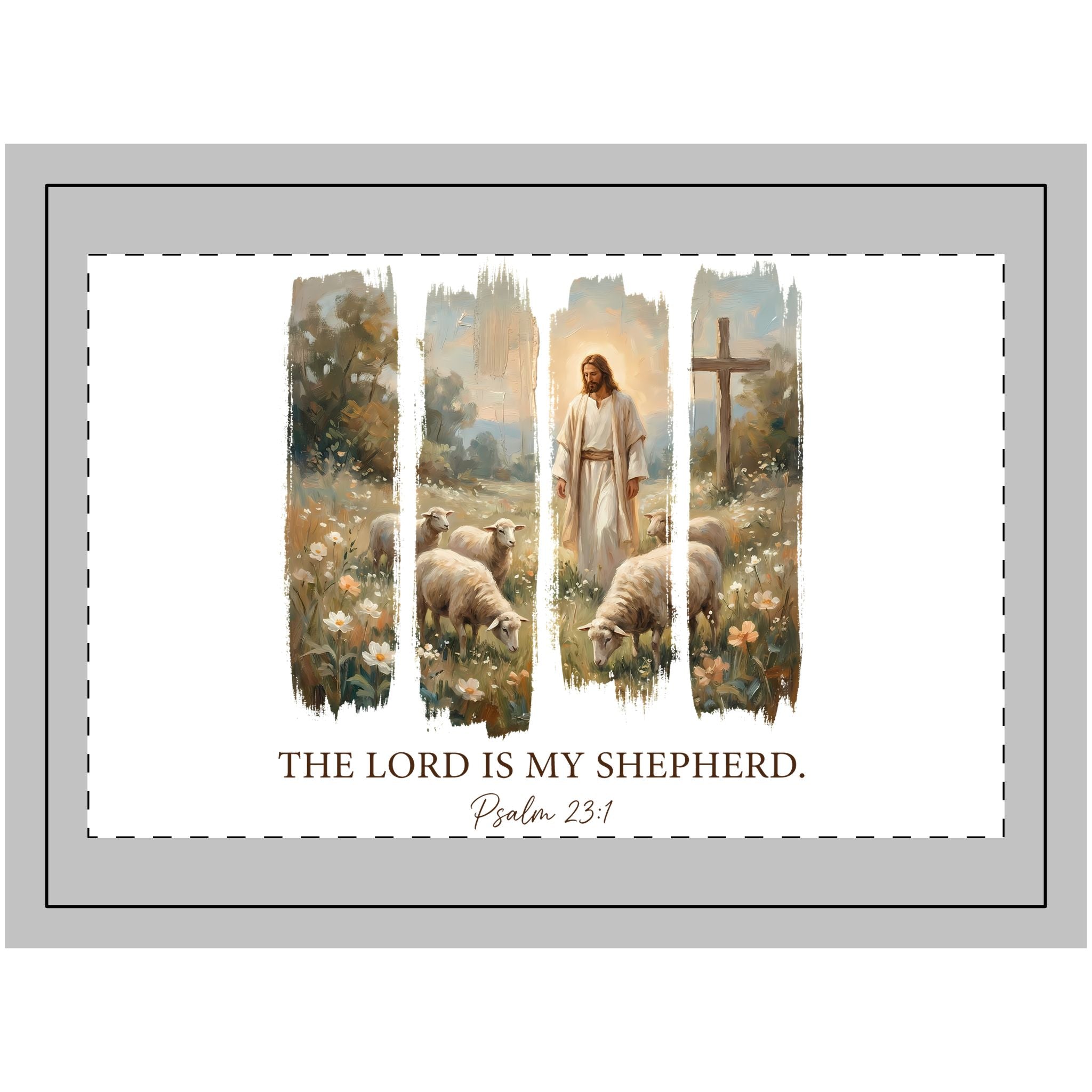 Christian Wall Tapestry — "The Lord Is My Shepherd" Psalm 23:1 with Jesus & Sheep