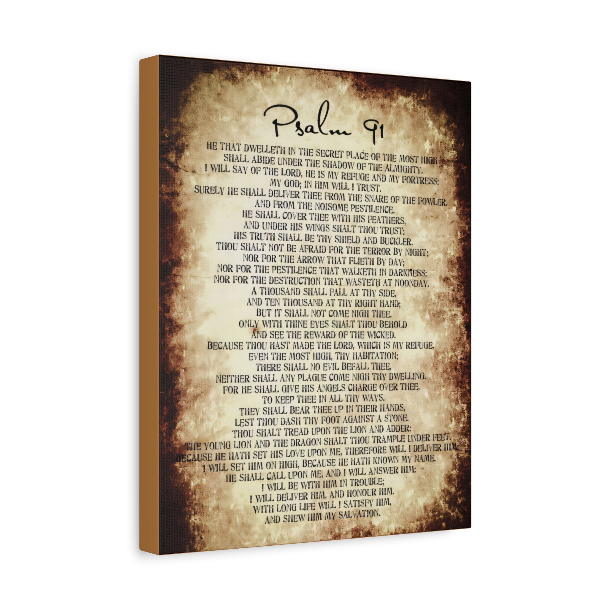 Psalm 91 Wall Art – He Who Dwells Scripture Bible Verse Print (Vintage Christian Decor)