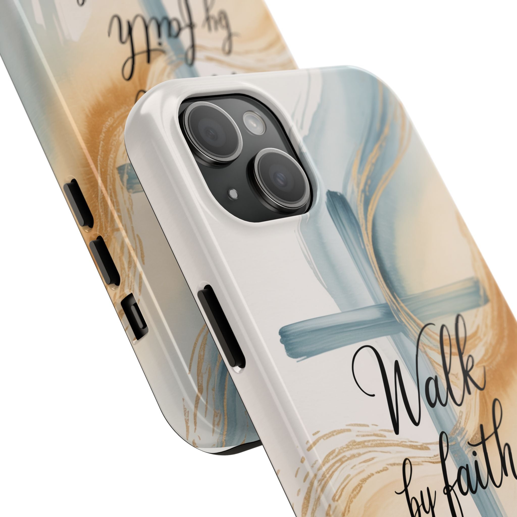 Walk by Faith Not by Sight Phone Case | 2 Corinthians 5:7 Christian iPhone Case | Watercolor Cross Design
