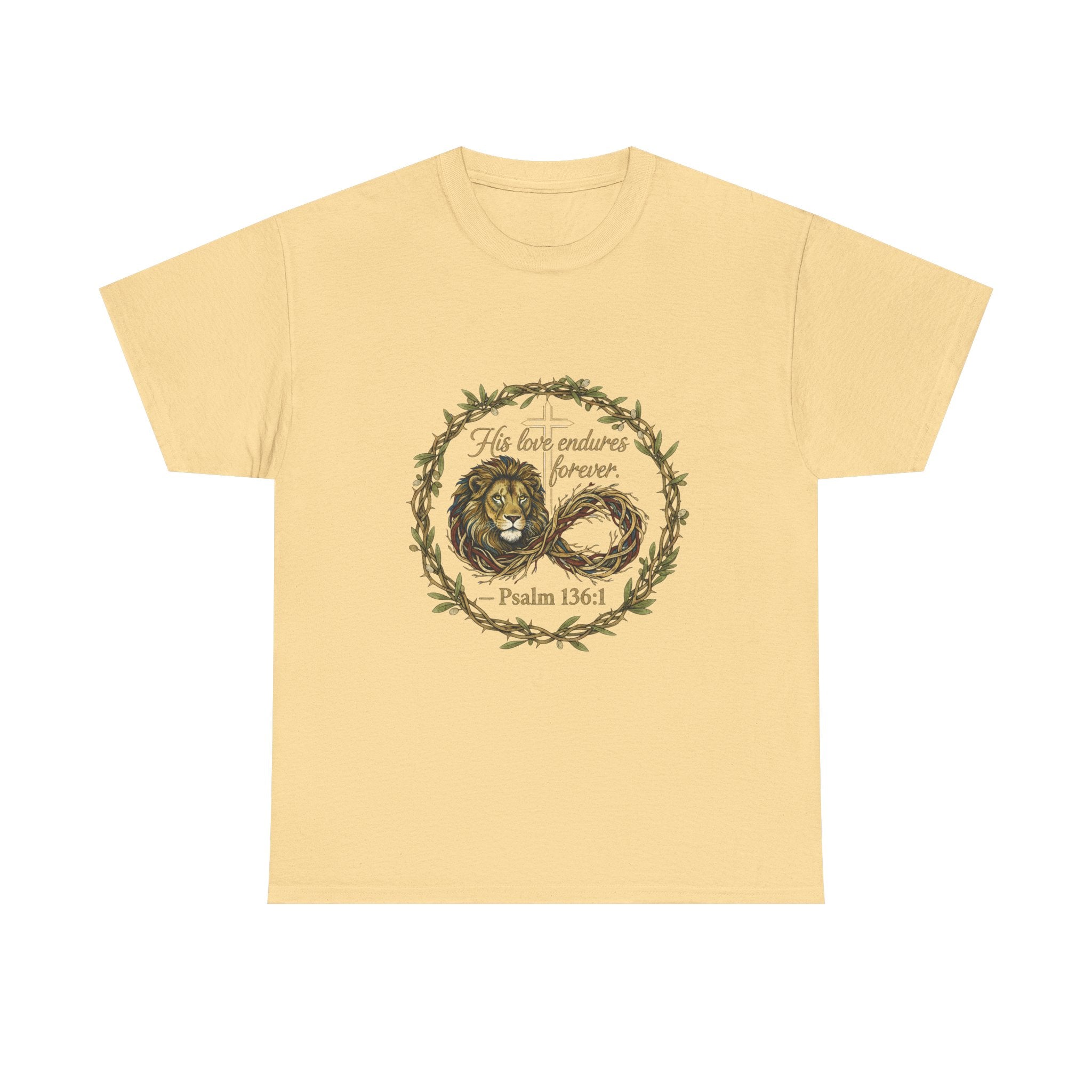 Christian Graphic Tee - His Love Endures Forever Psalm 136:1
