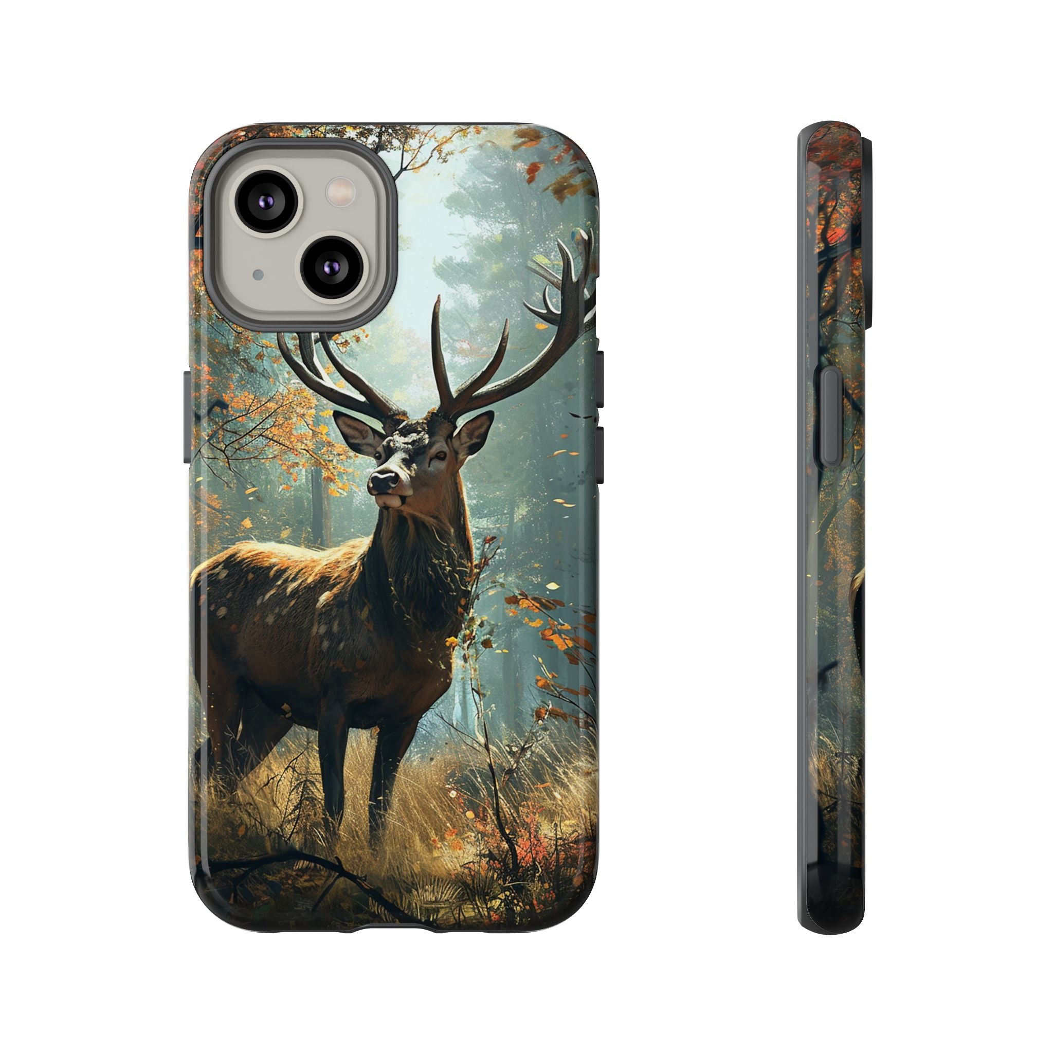 Stag Forest iPhone Case, Nature Lover Phone Cover, Wildlife Art Design, Rustic Gift for Him, Outdoor Enthusiast Accessory