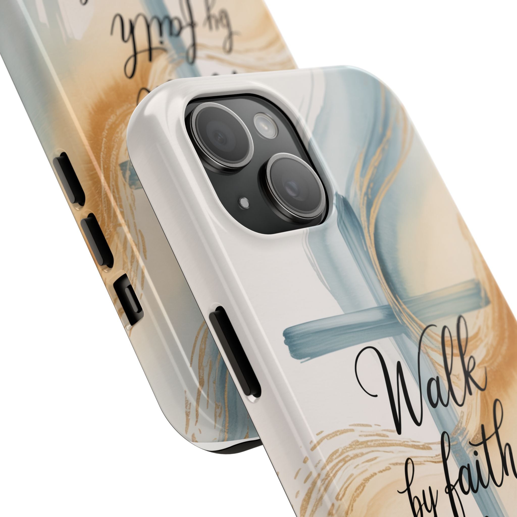 Walk by Faith Not by Sight Phone Case | 2 Corinthians 5:7 Christian iPhone Case | Watercolor Cross Design