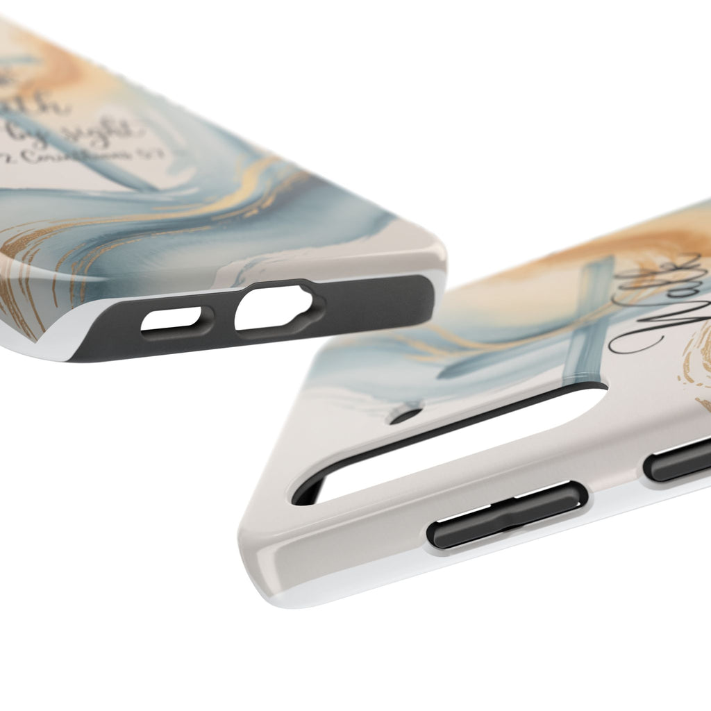 Walk by Faith Not by Sight Phone Case | 2 Corinthians 5:7 Christian Samsung Case | Watercolor Cross Design