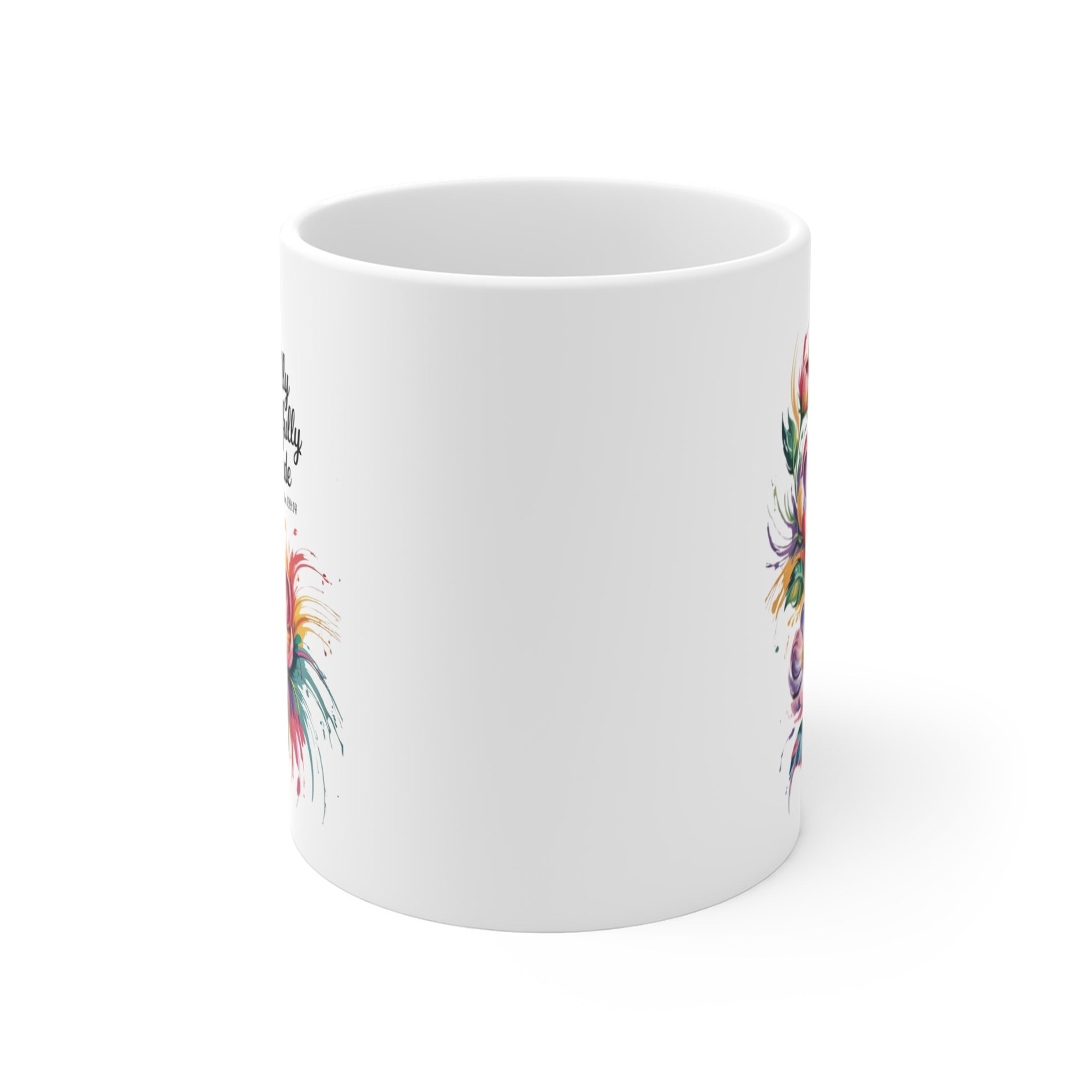 Fearfully & Wonderfully Made Floral Mug — Psalm 139 Inspirational 11oz Coffee Cup