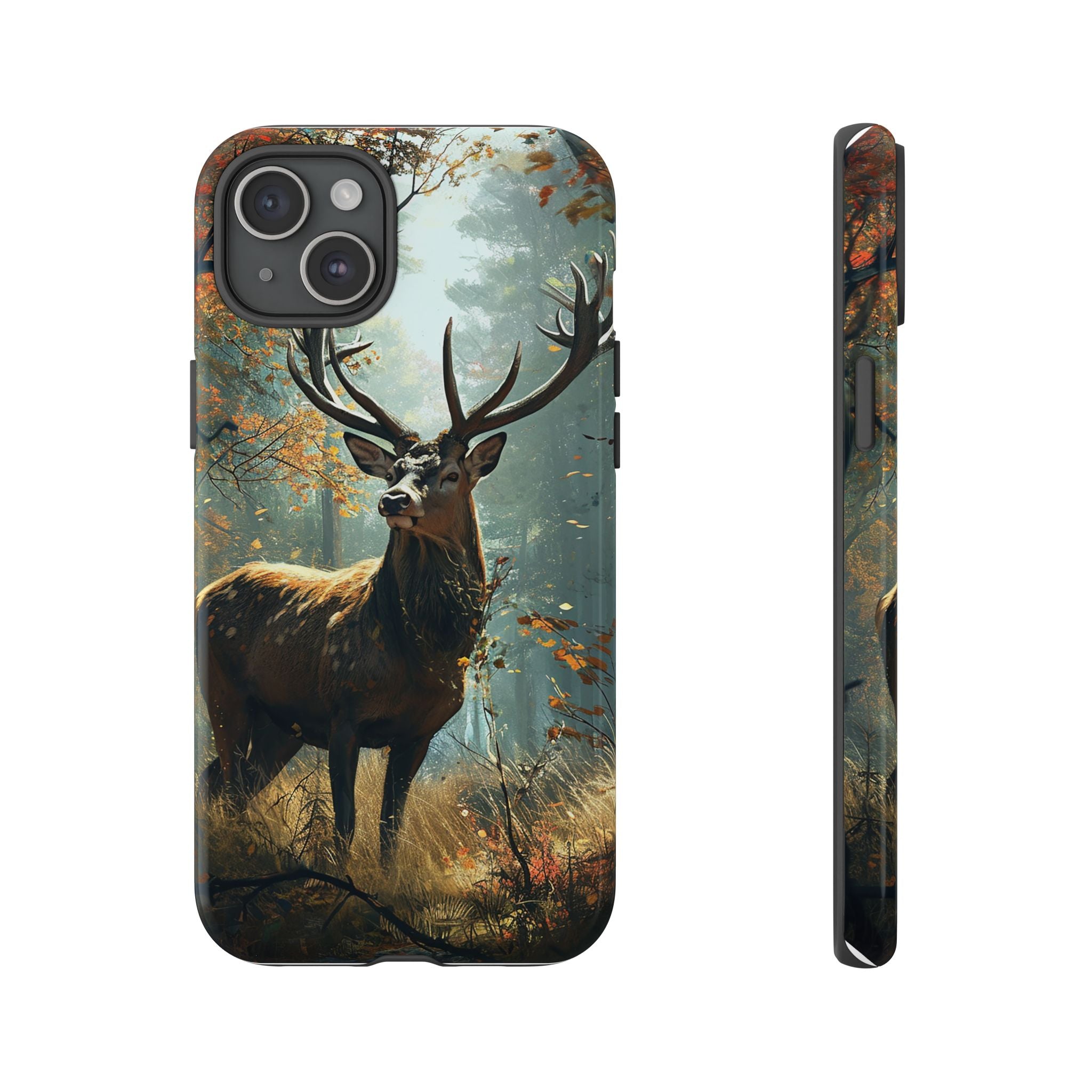 Stag Forest iPhone Case, Nature Lover Phone Cover, Wildlife Art Design, Rustic Gift for Him, Outdoor Enthusiast Accessory
