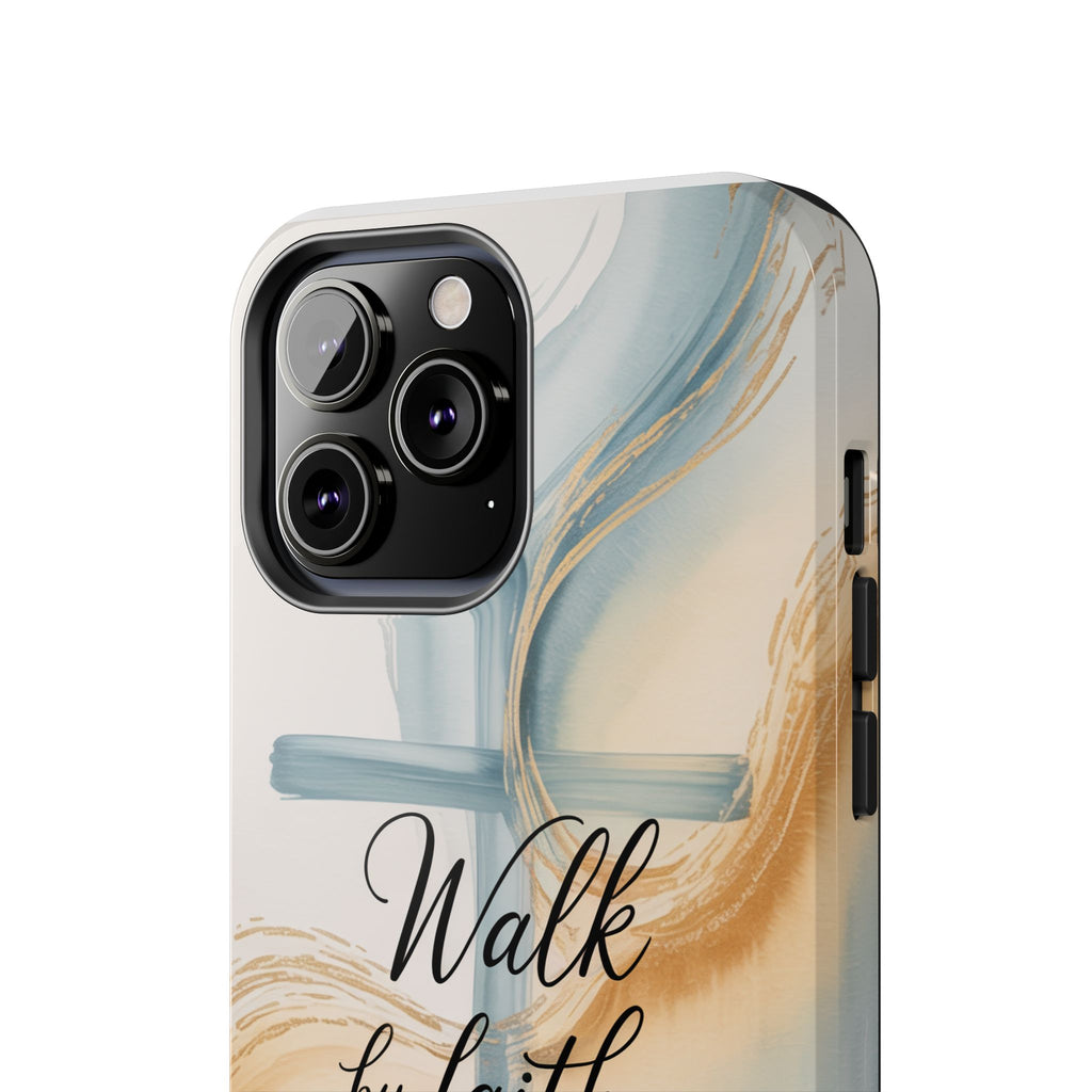 Walk by Faith Not by Sight Phone Case | 2 Corinthians 5:7 Christian iPhone Case | Watercolor Cross Design